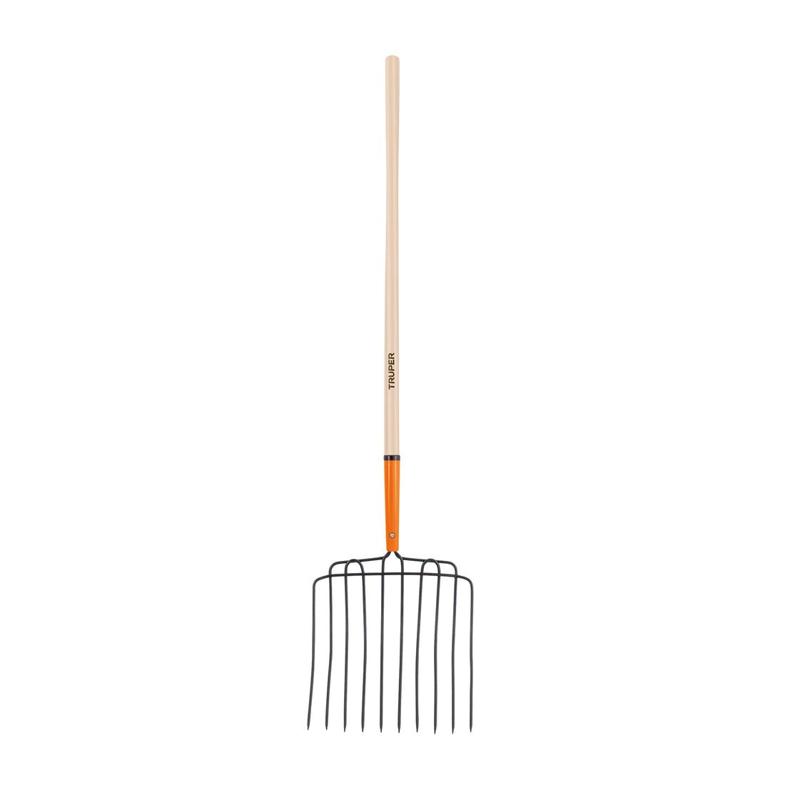Bieldo para estiércol, 10 dientes, mango 48", cabeza soldada