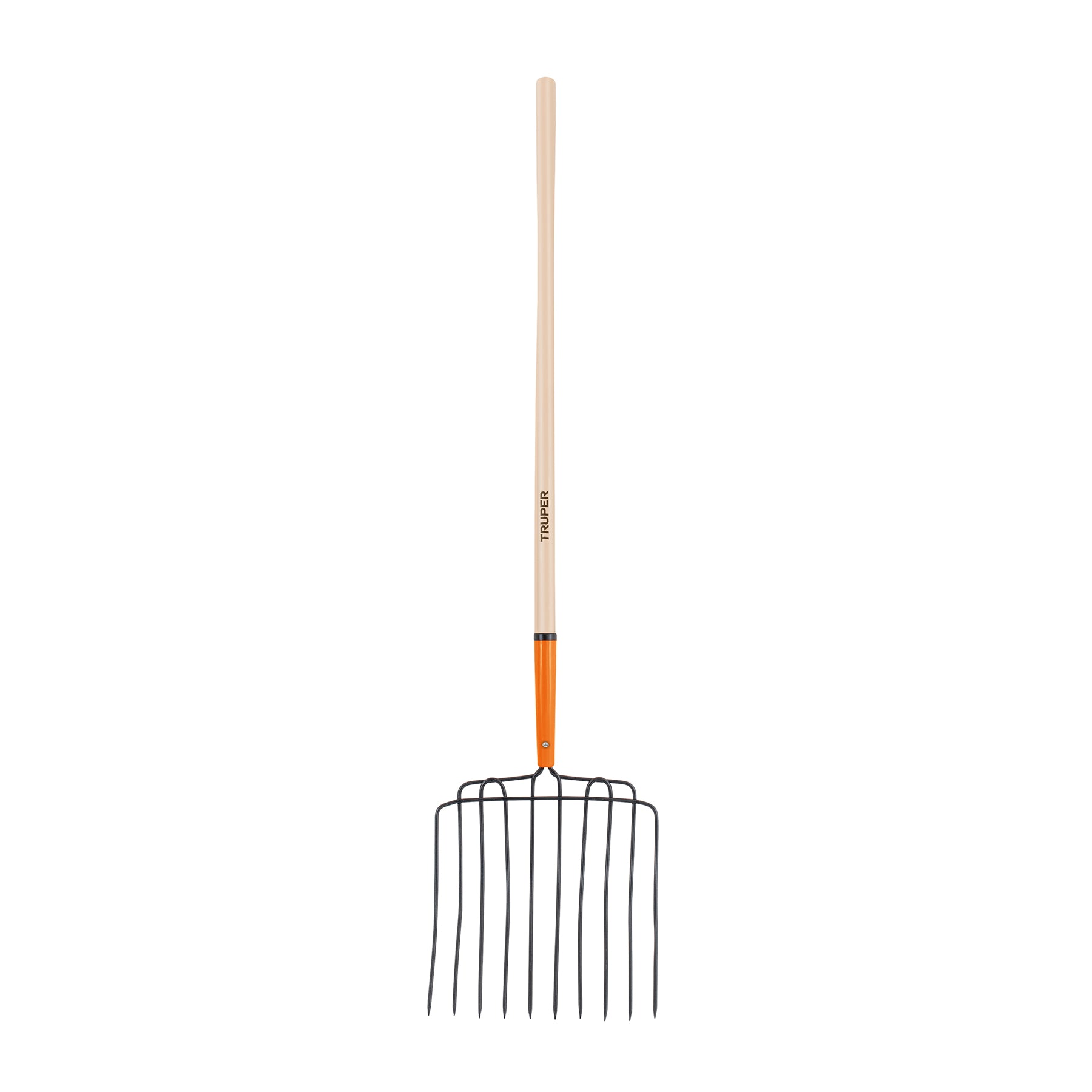 Bieldo para estiércol, 10 dientes, mango 48", cabeza soldada