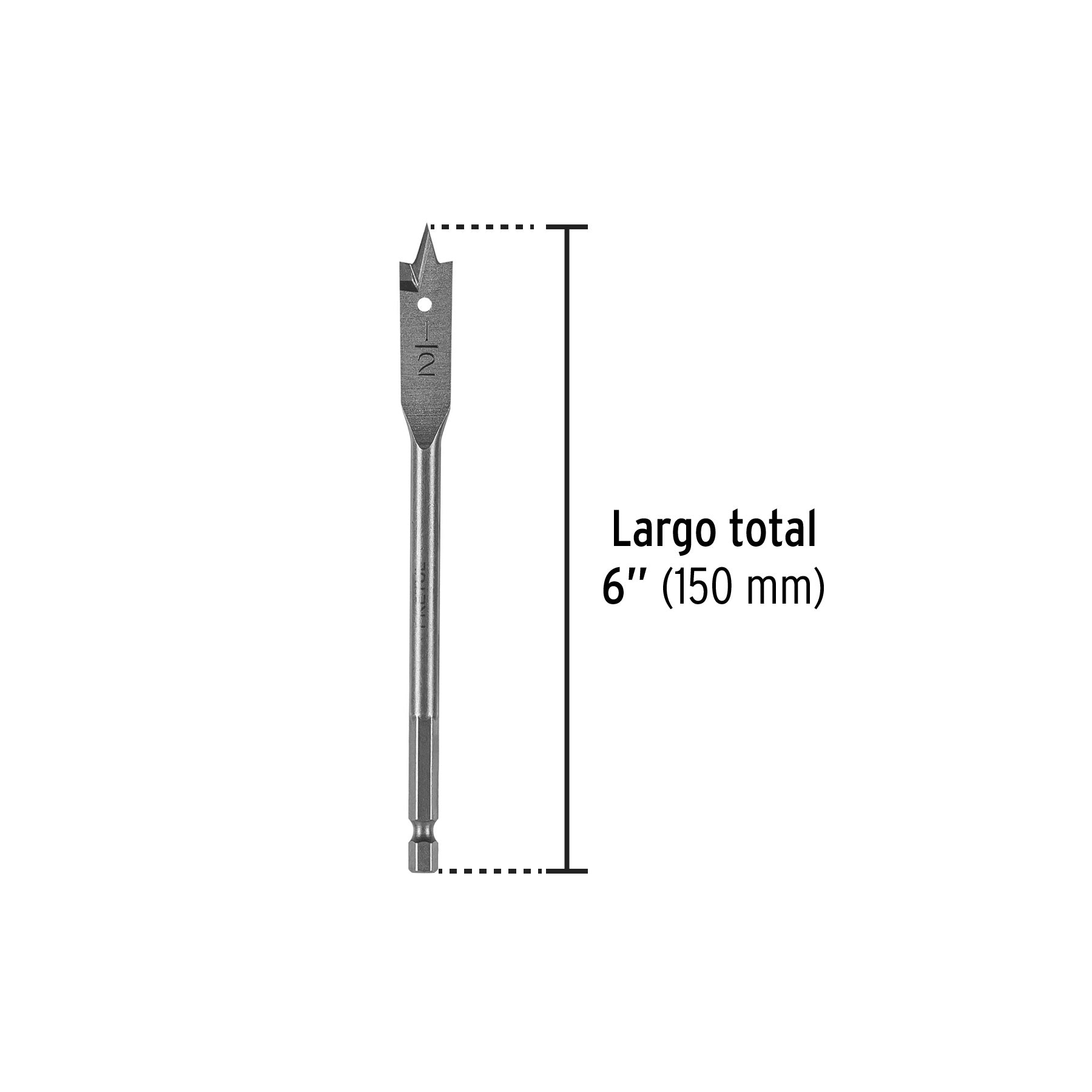 Broca plana de manita 1/2" para madera, PRETUL