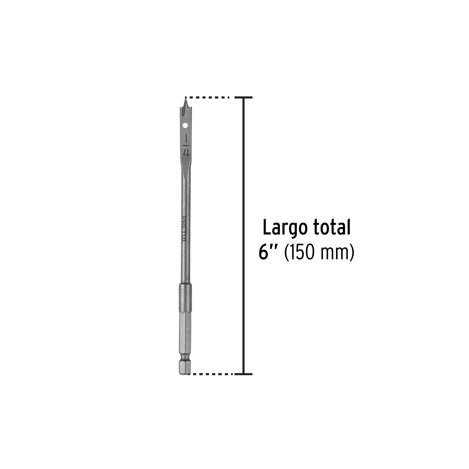 Broca plana de manita 1/4" para madera, PRETUL