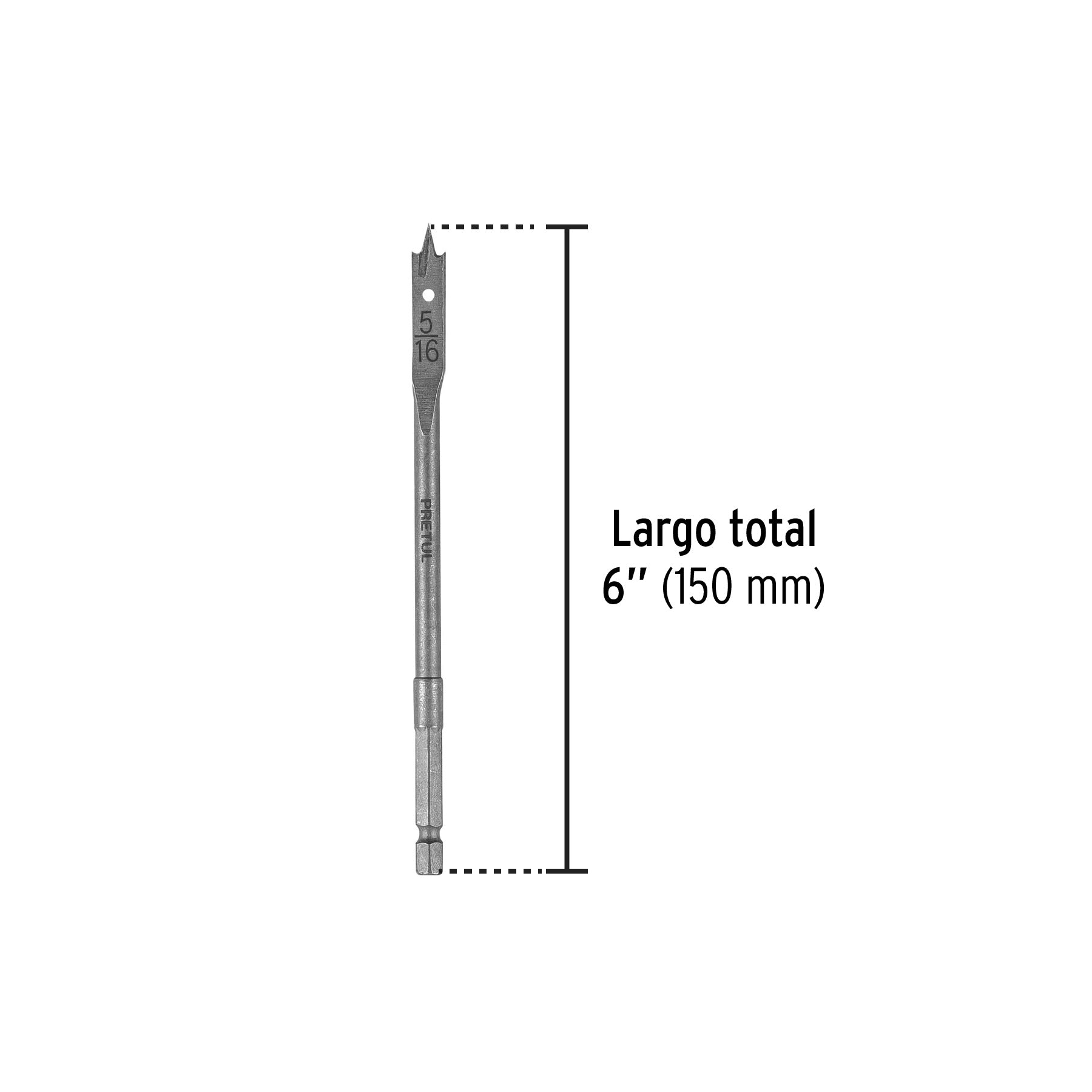 Broca plana de manita 5/16" para madera, PRETUL