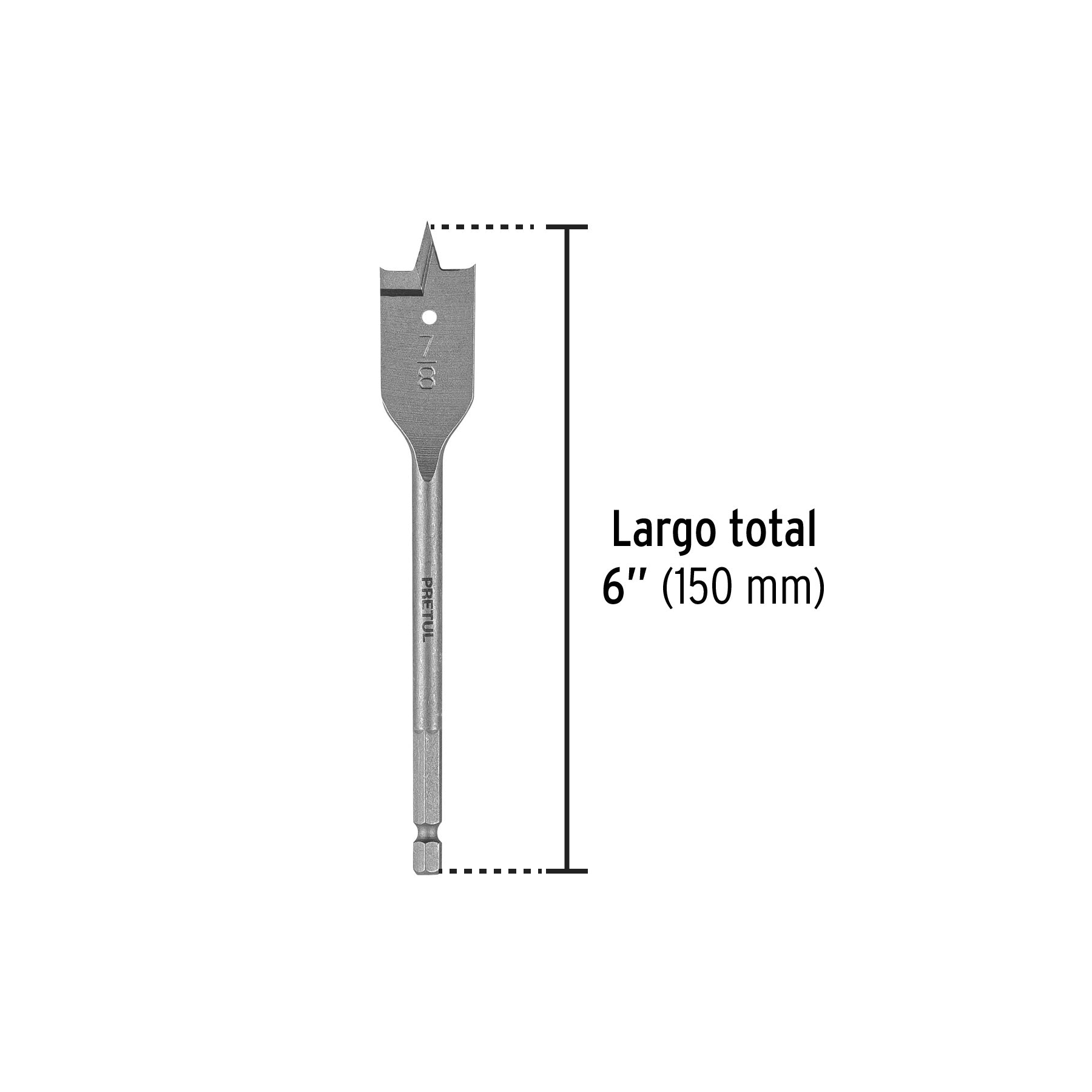 Broca plana de manita 7/8" para madera, PRETUL