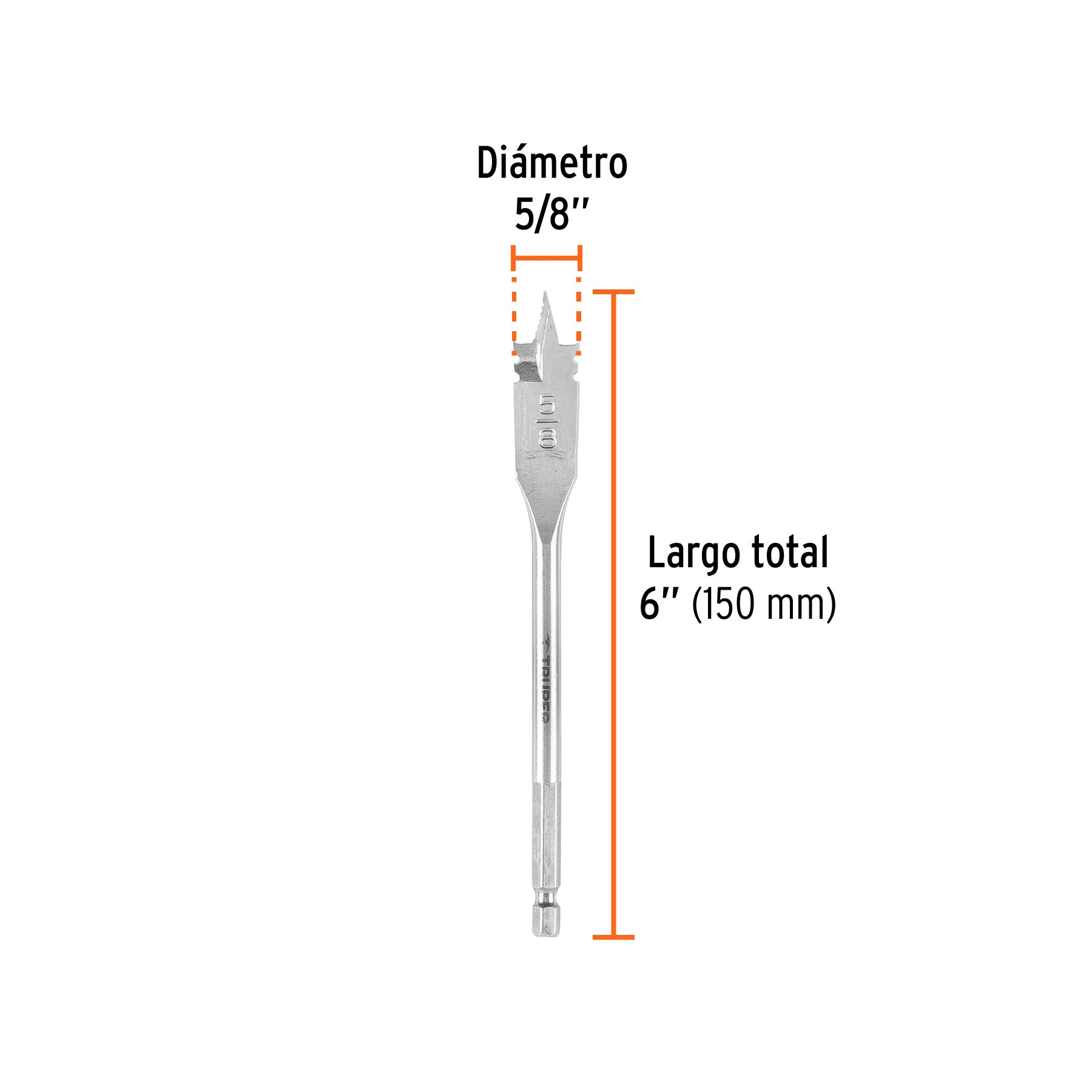Broca plana de manita 5/8" para madera, TRUPER