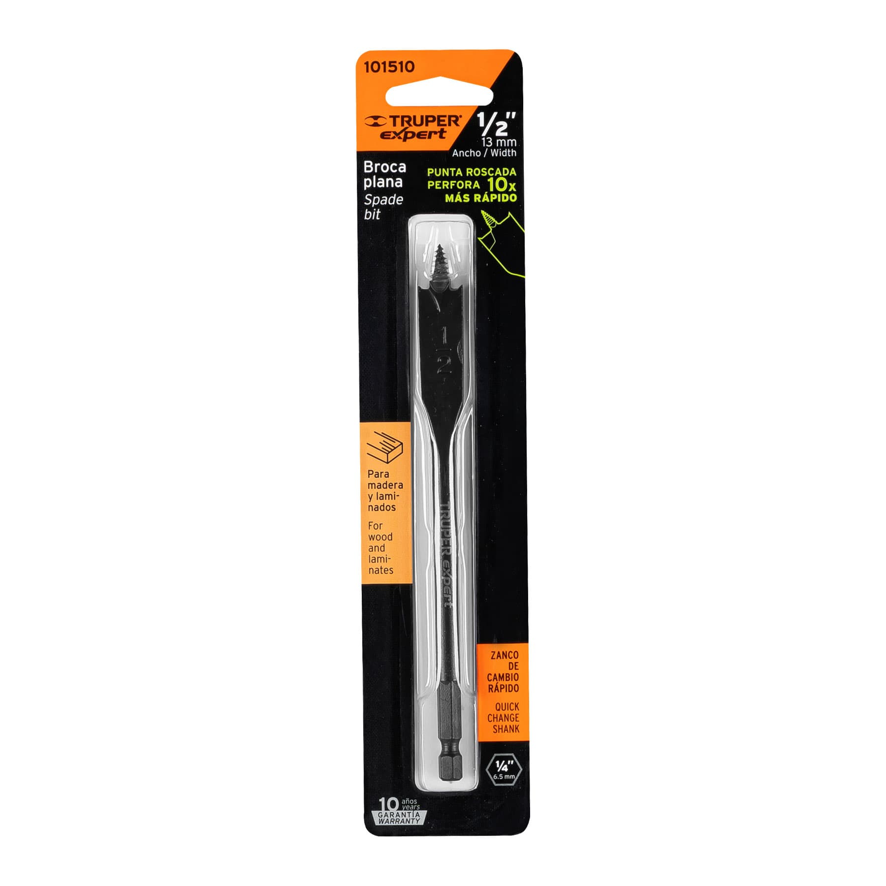 Broca plana de manita 1/2" para madera, TRUPER EXPERT