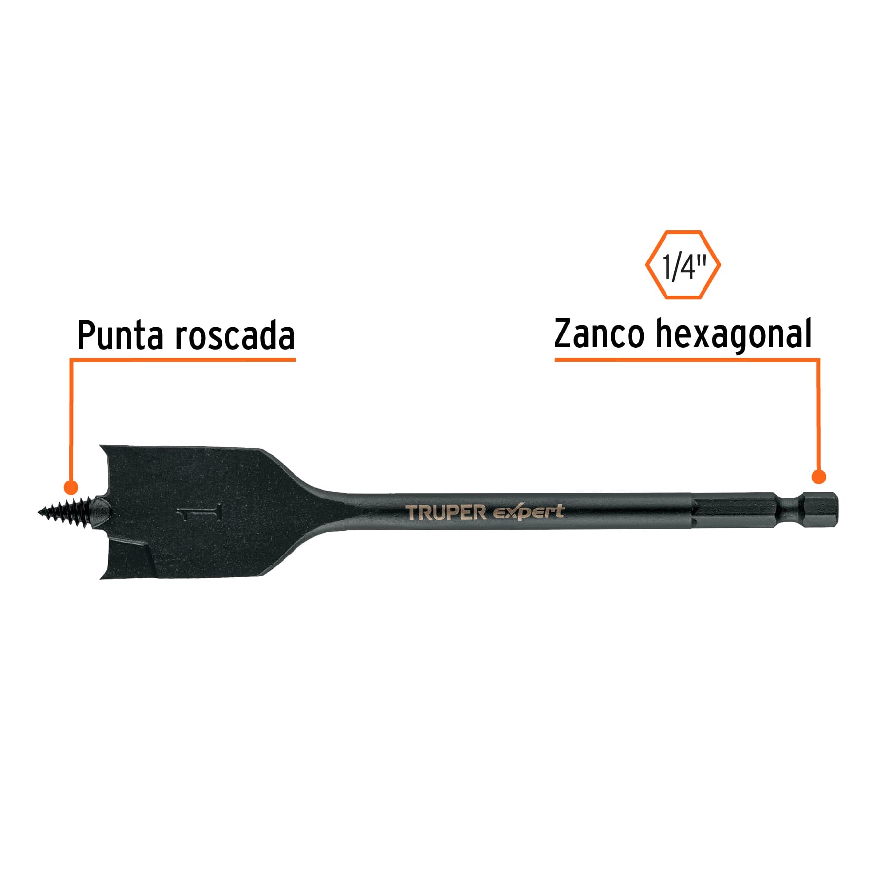 Broca plana de manita 1" para madera, TRUPER EXPERT