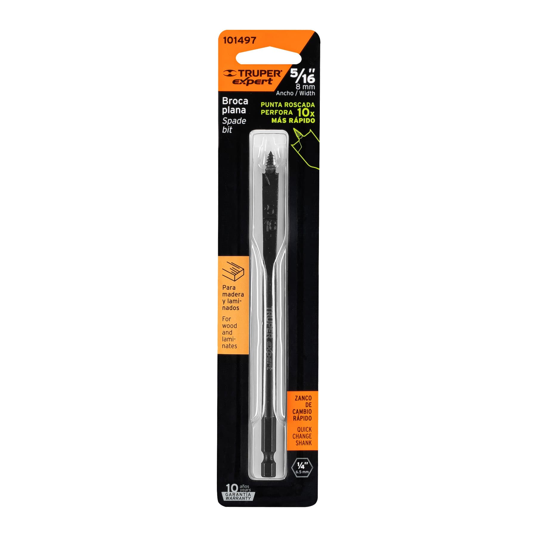 Broca plana de manita 5/16" para madera, TRUPER EXPERT
