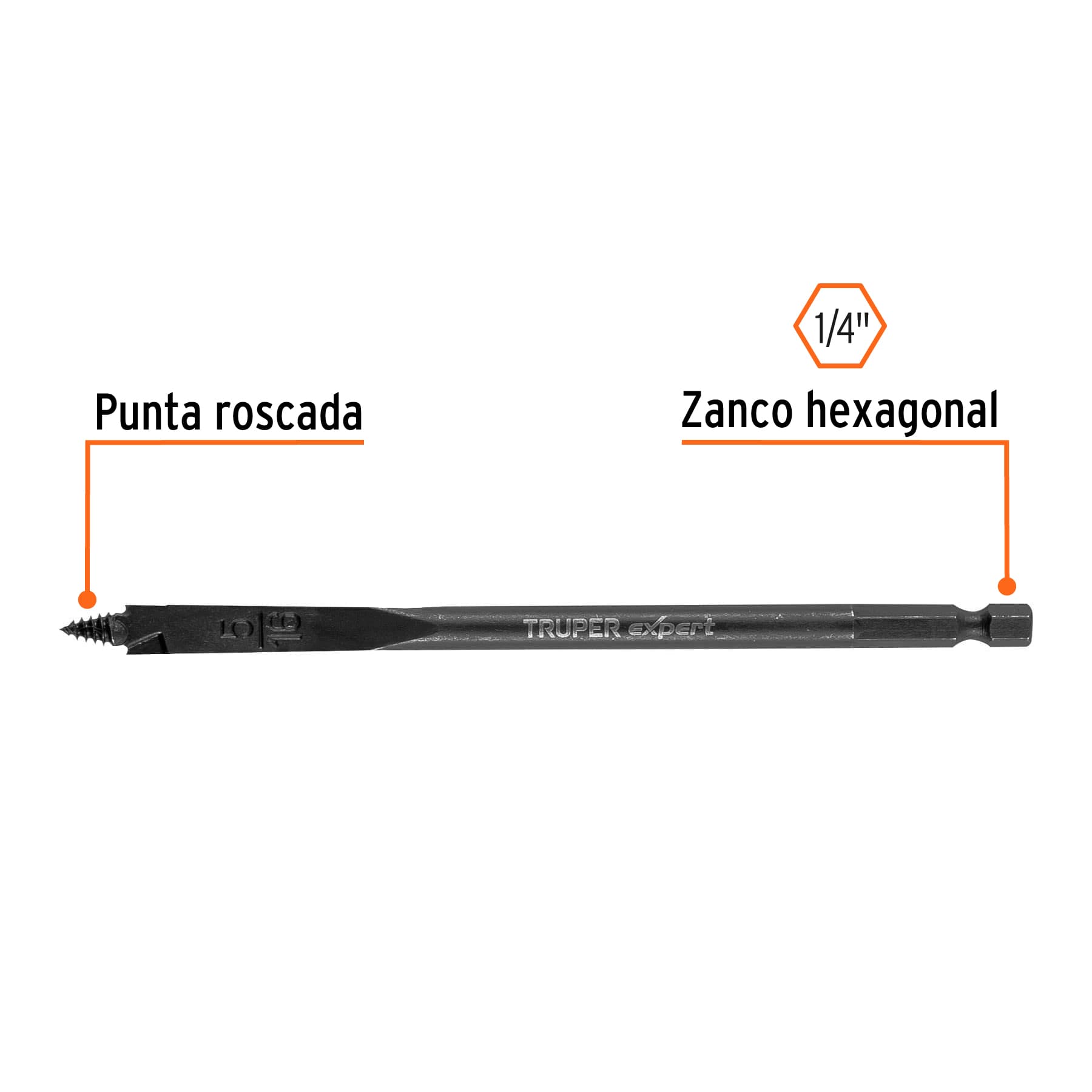 Broca plana de manita 5/16" para madera, TRUPER EXPERT