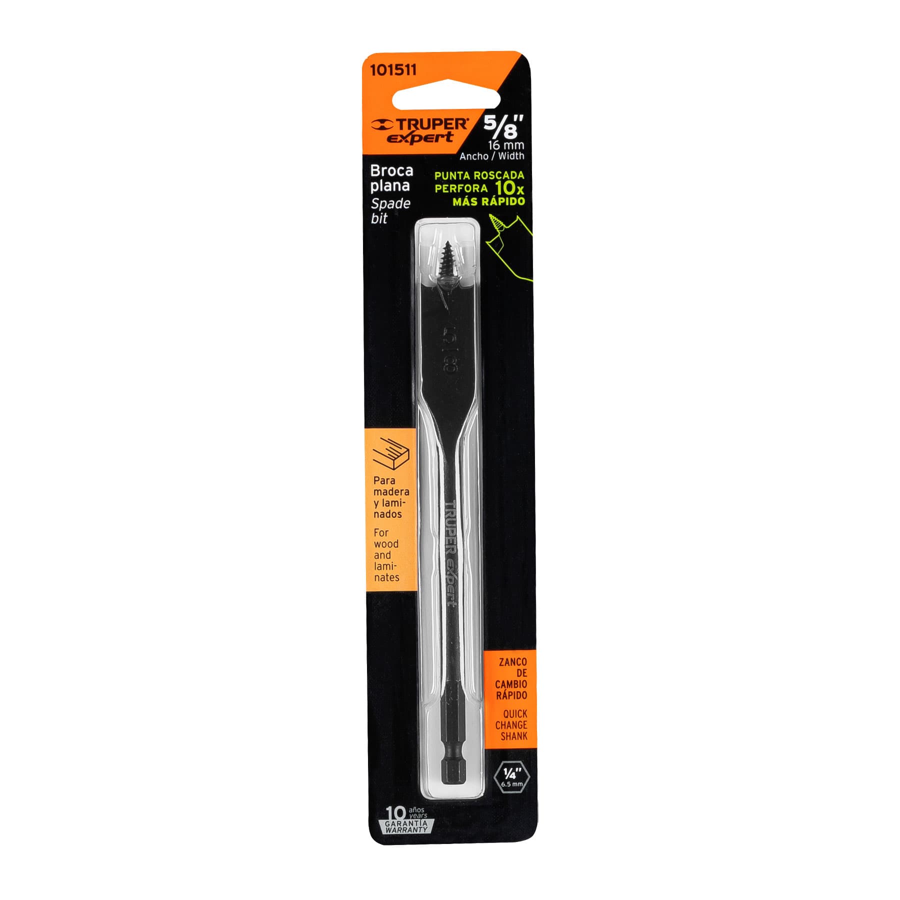 Broca plana de manita 5/8" para madera, TRUPER EXPERT