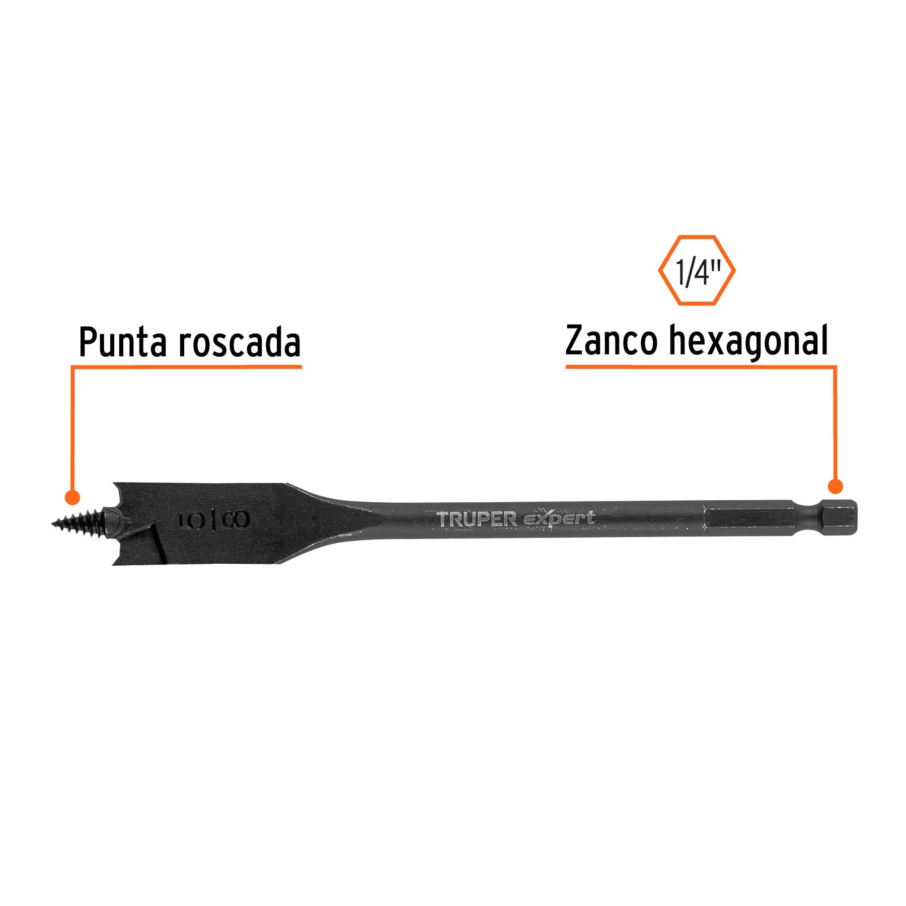 Broca plana de manita 5/8" para madera, TRUPER EXPERT