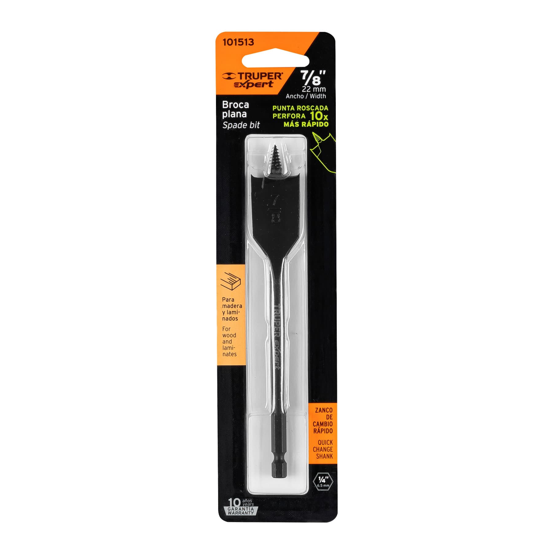 Broca plana de manita 7/8" para madera, TRUPER EXPERT