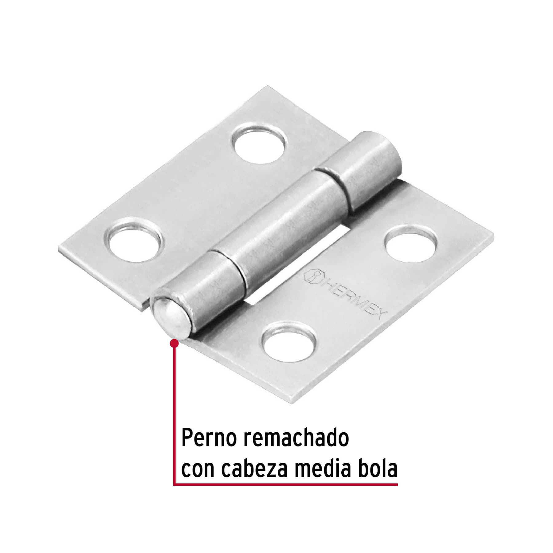 Bisagra rectangular 1" acero pulido, HERMEX