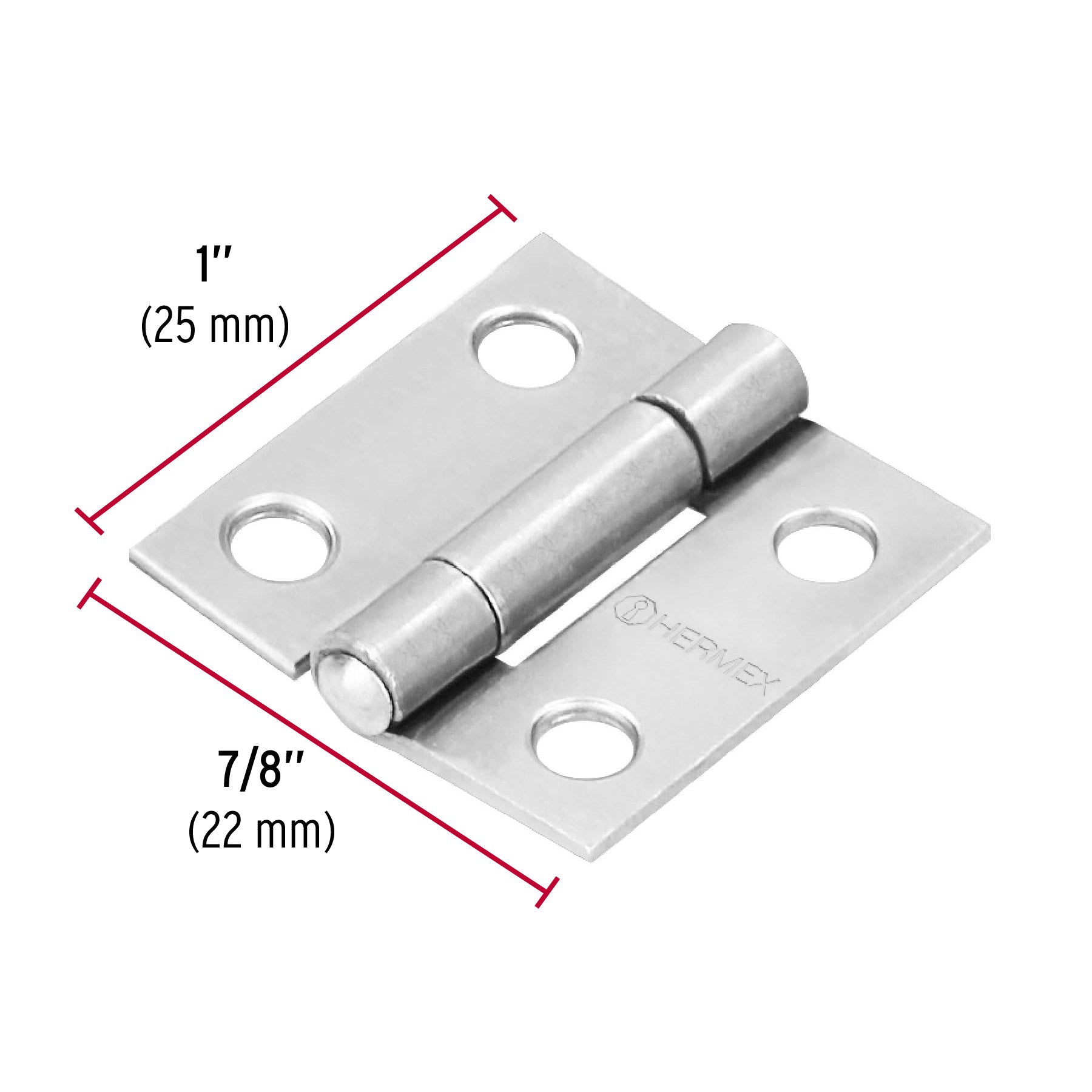 Bisagra rectangular 1" acero pulido, HERMEX