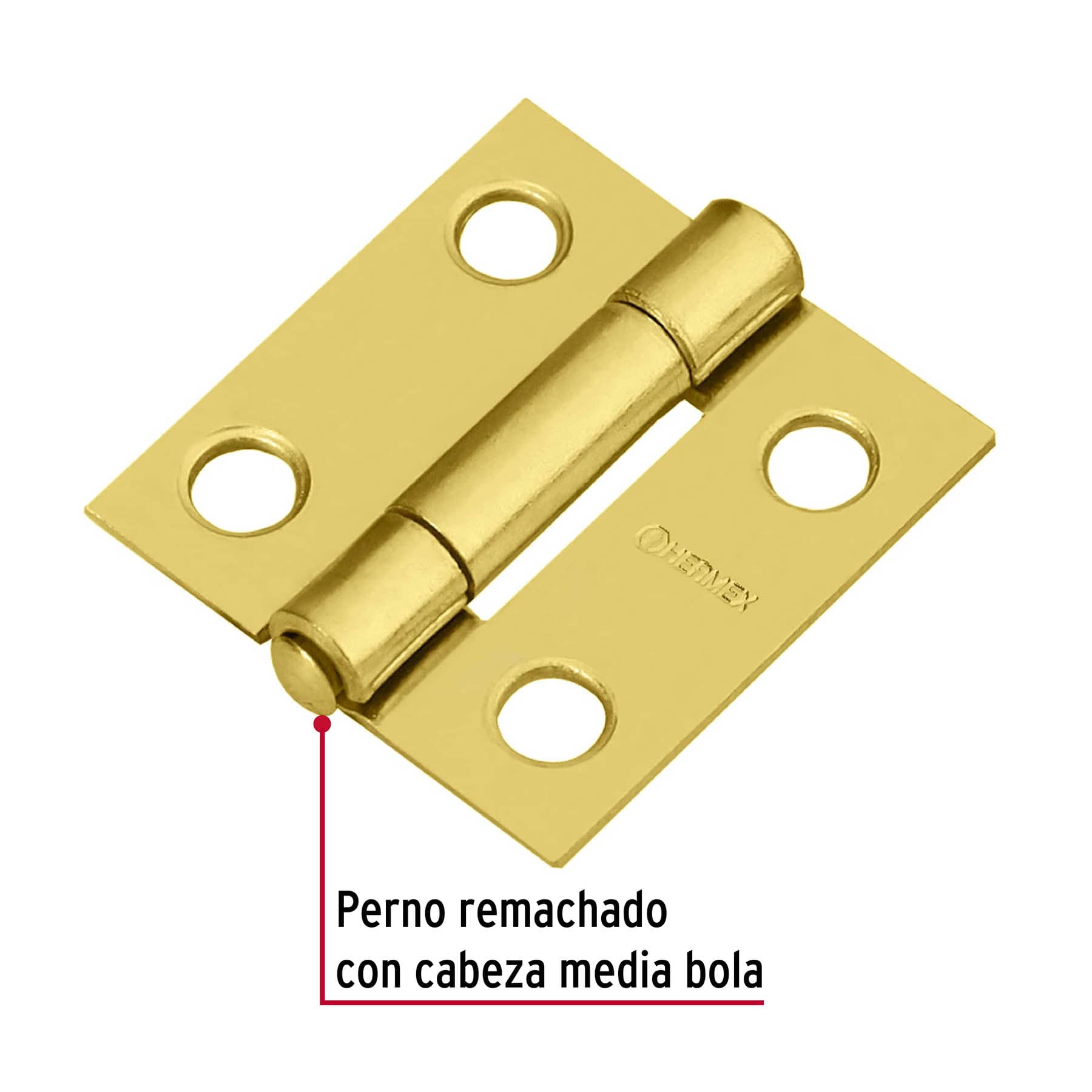 Bisagra rectangular 1" acero latonado, HERMEX