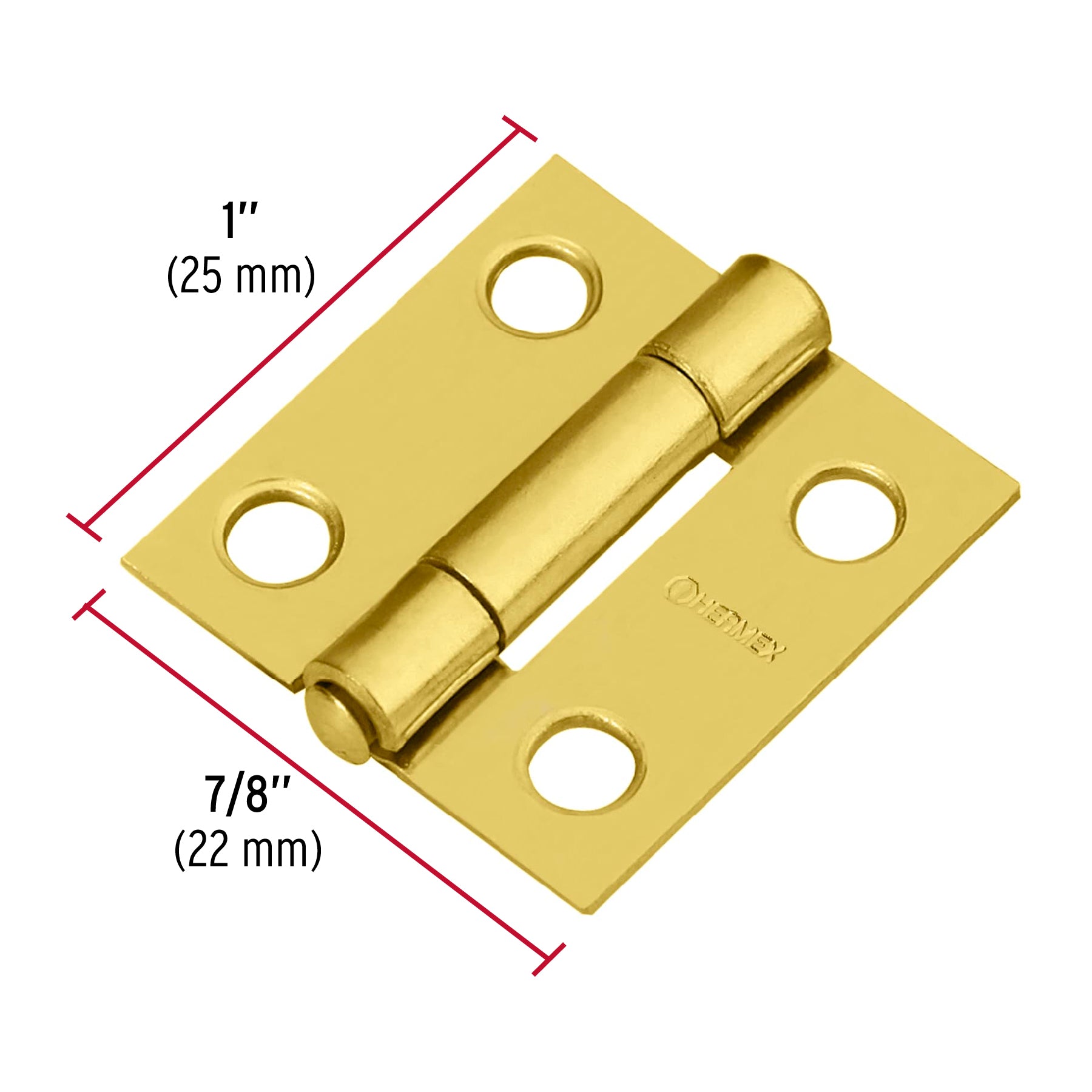 Bisagra rectangular 1" acero latonado, HERMEX