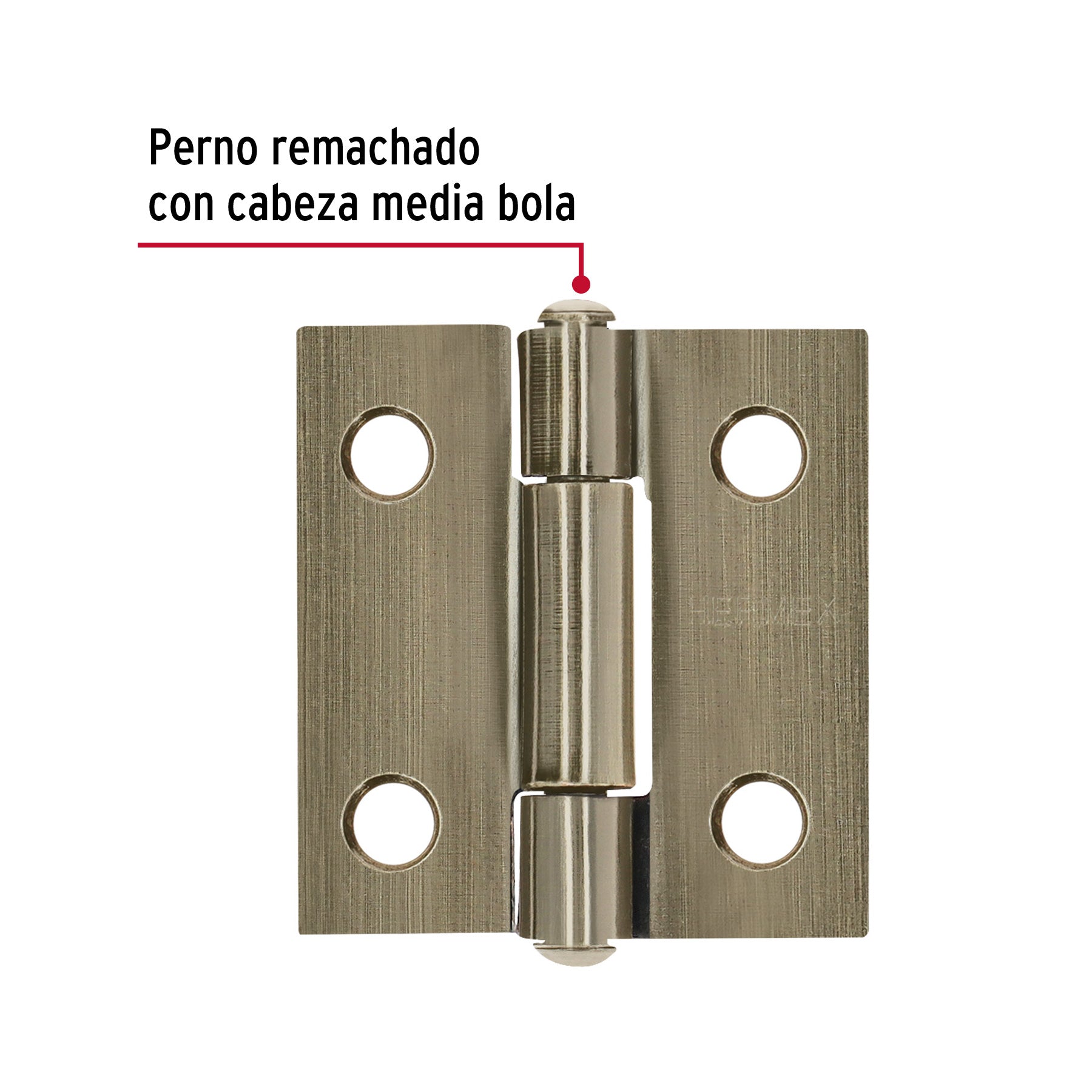 Bisagra rectangular 1" latón antiguo, HERMEX