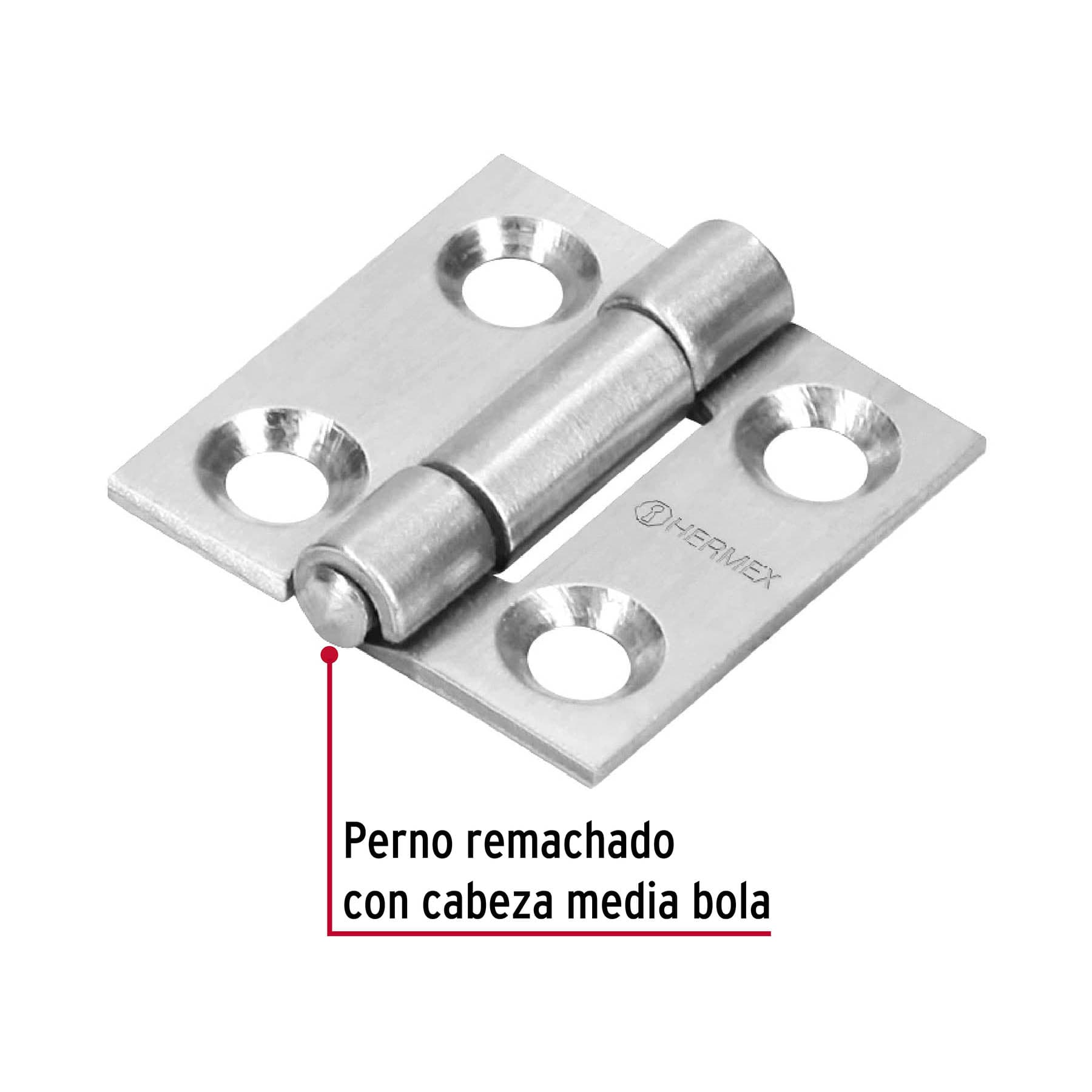 Bisagra rectangular 1" acero inoxidable, HERMEX