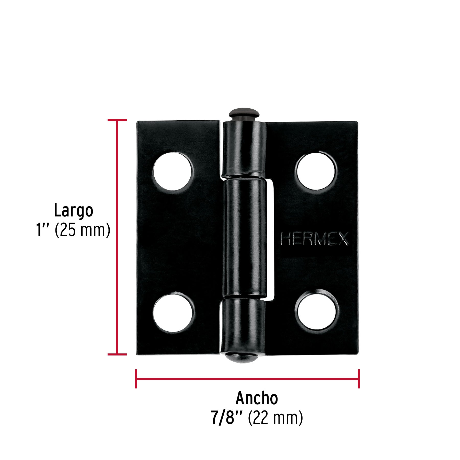Bisagra rectangular 1" negra, HERMEX