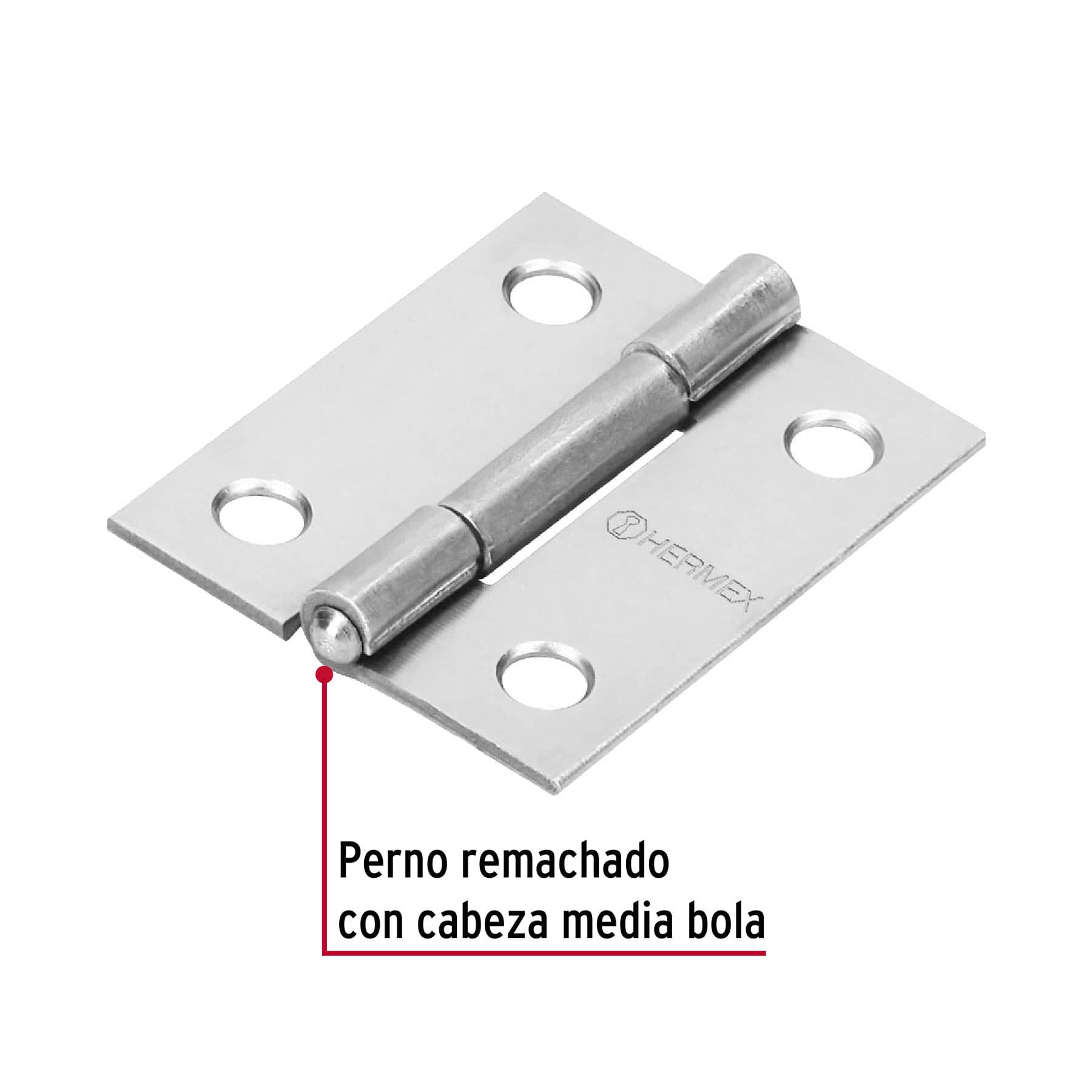 Bisagra rectangular 1-1/2" acero pulido, HERMEX