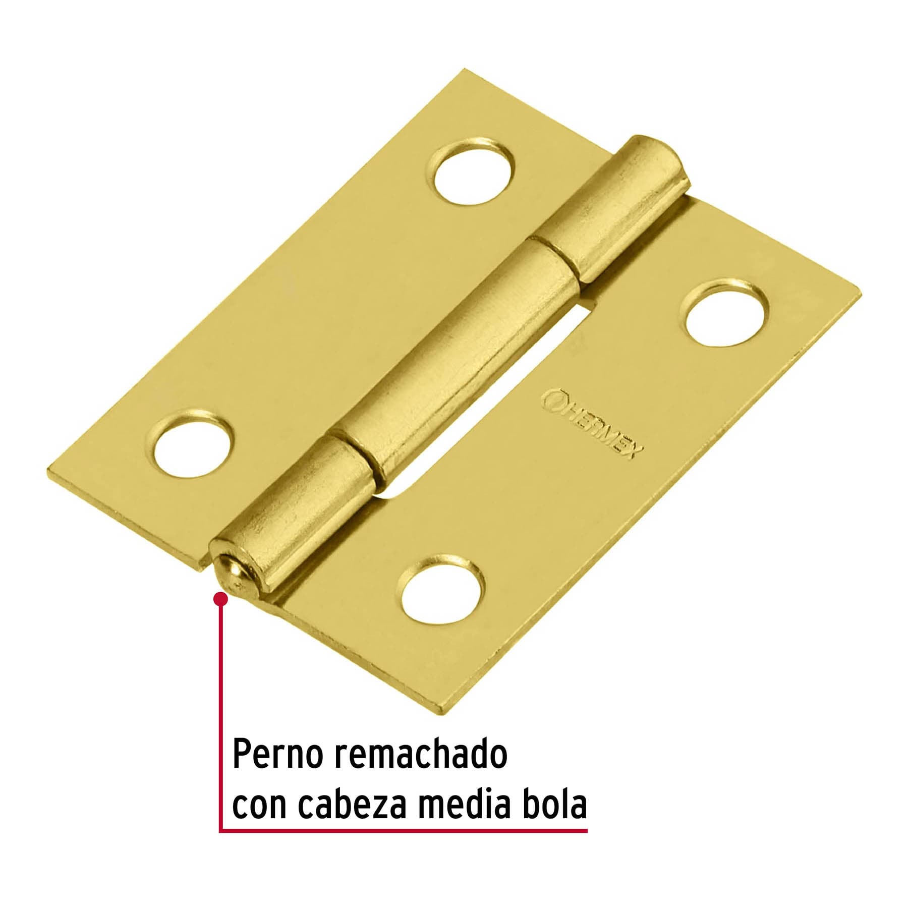 Bolsa con 2 bisagras rectangulares 1-1/2", acero latonado