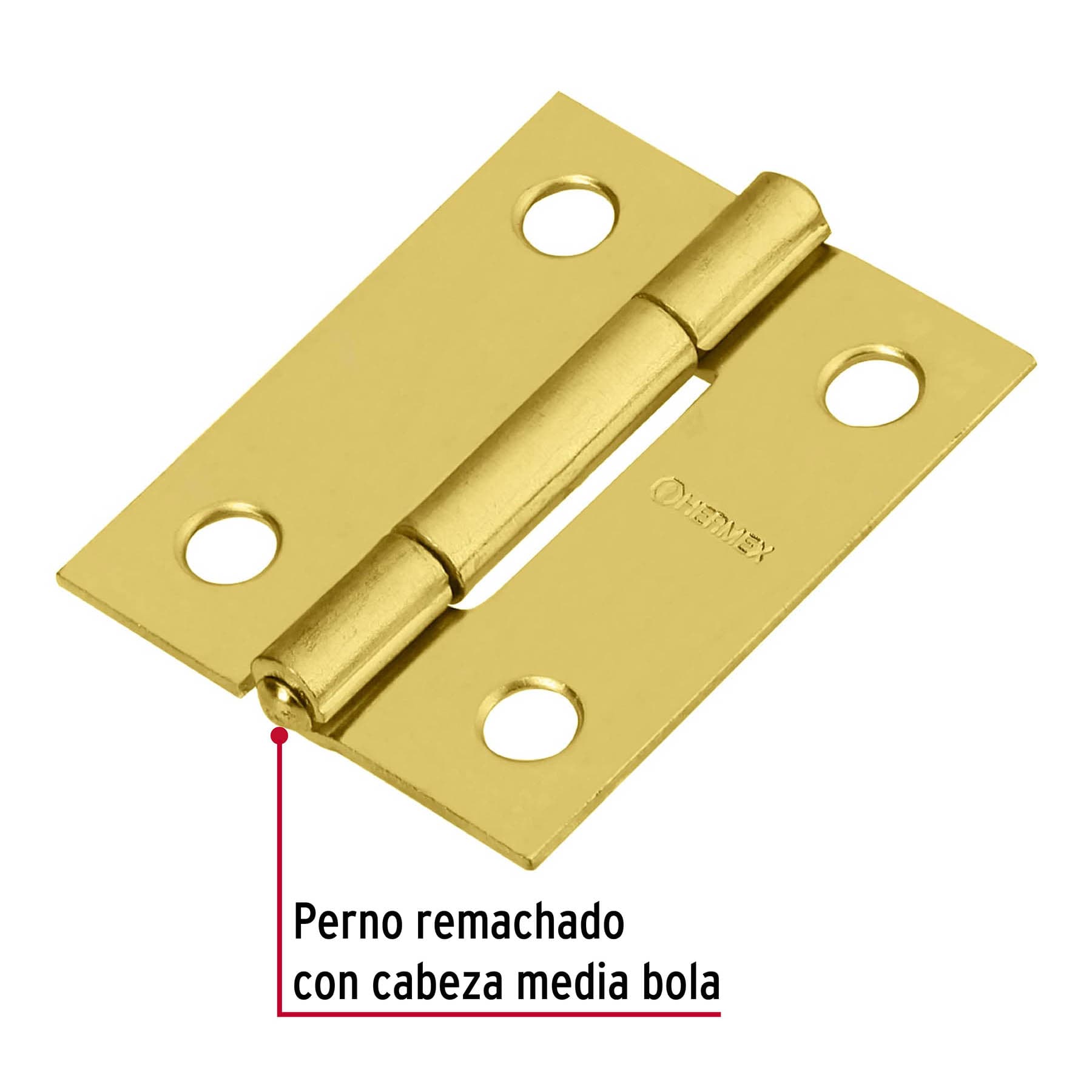 Bisagra rectangular 1-1/2" acero latonado, HERMEX