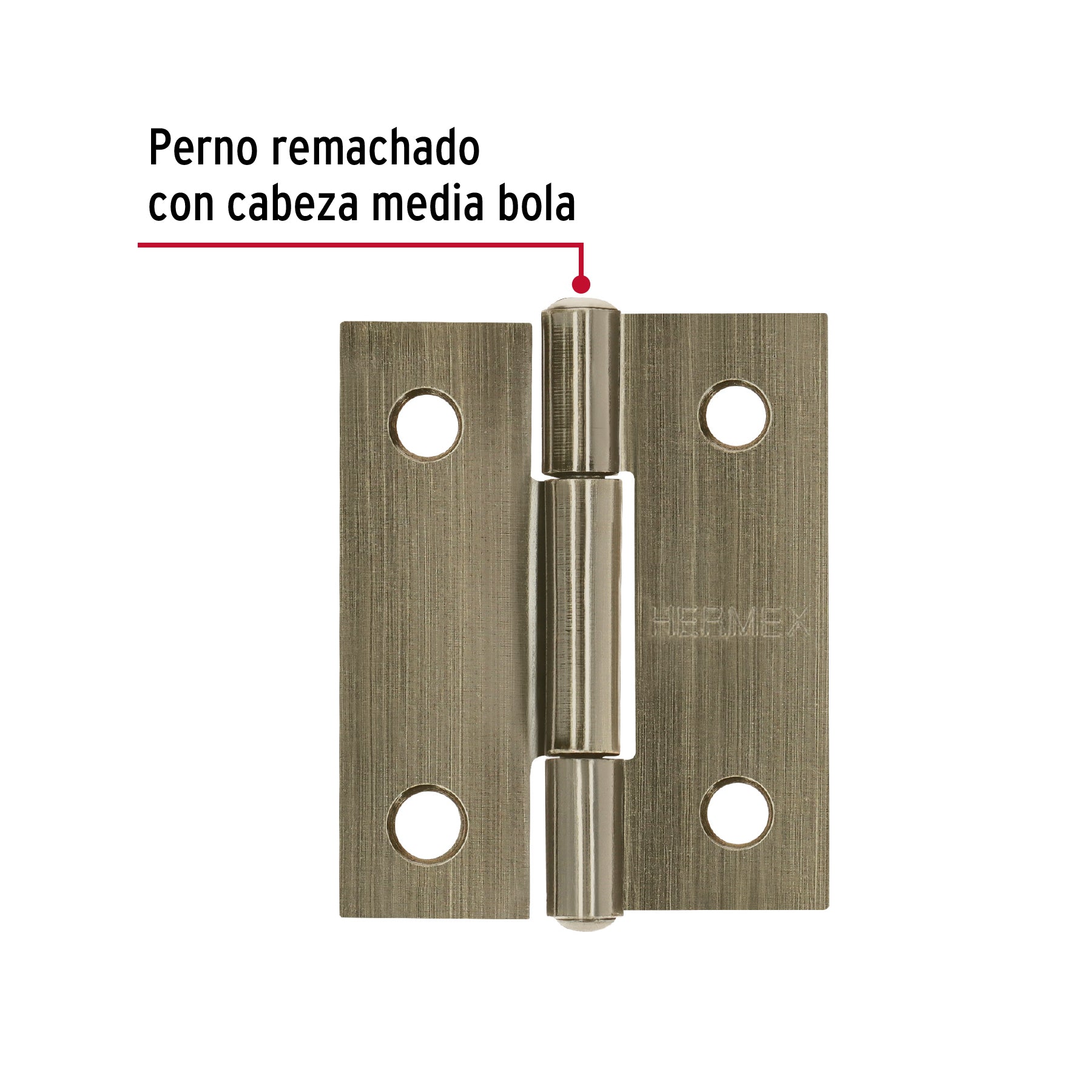Bisagra rectangular 1-1/2" latón antiguo, HERMEX