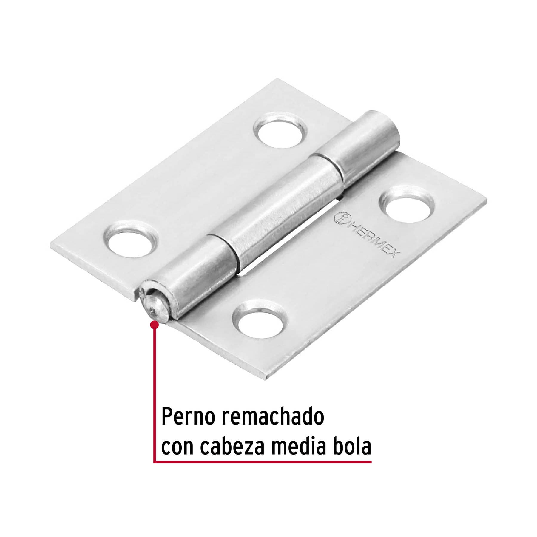 Bisagra rectangular 1-1/2" acero inoxidable, HERMEX