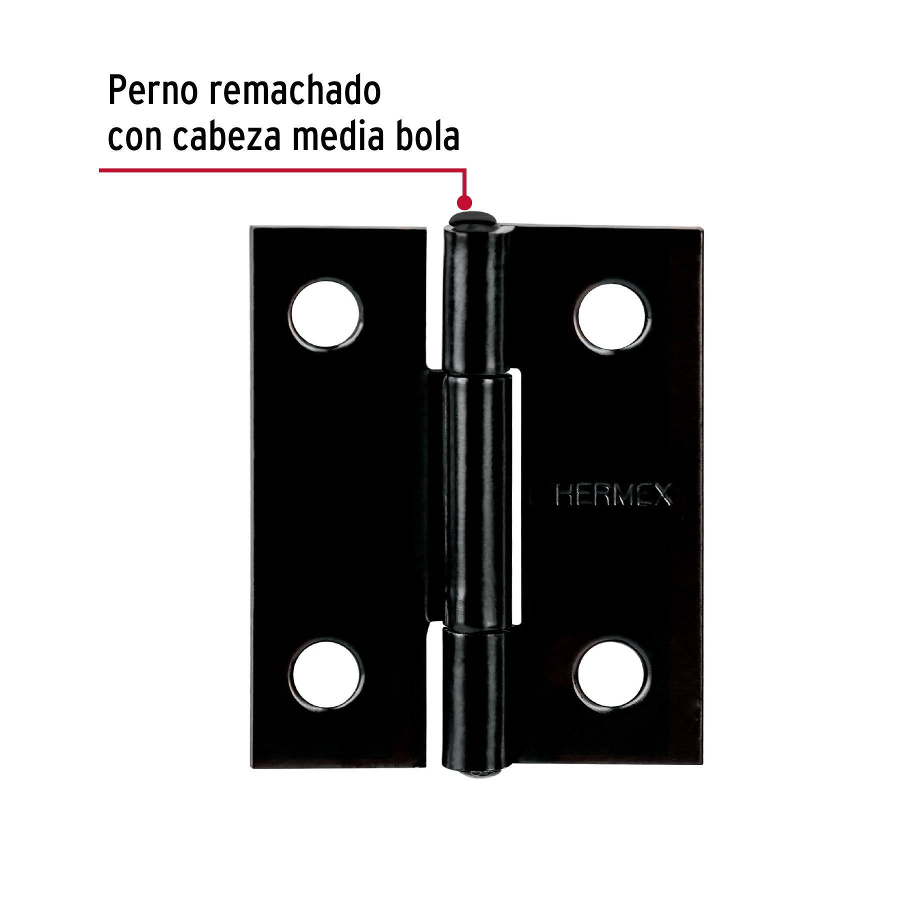 Bisagra rectangular 1-1/2" negra, HERMEX