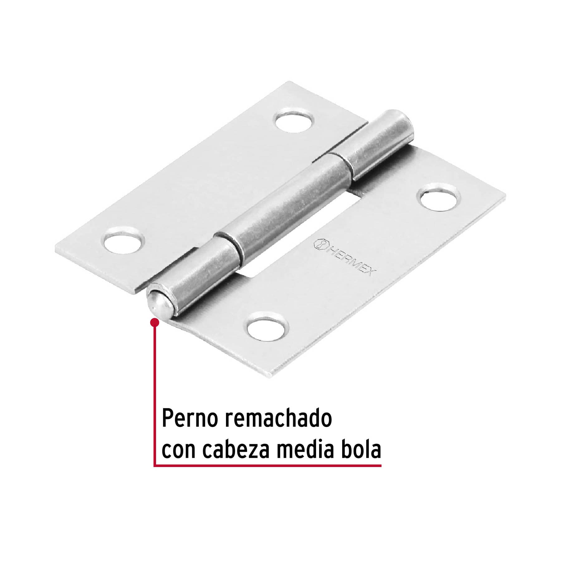 Bisagra rectangular 2" acero pulido, HERMEX