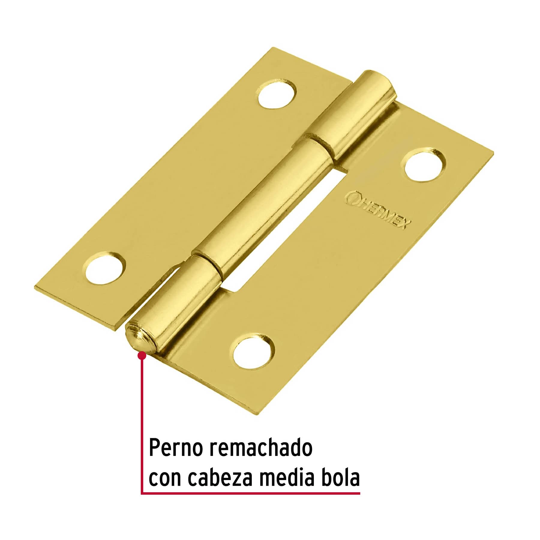 Bisagra rectangular 2" acero latonado, HERMEX
