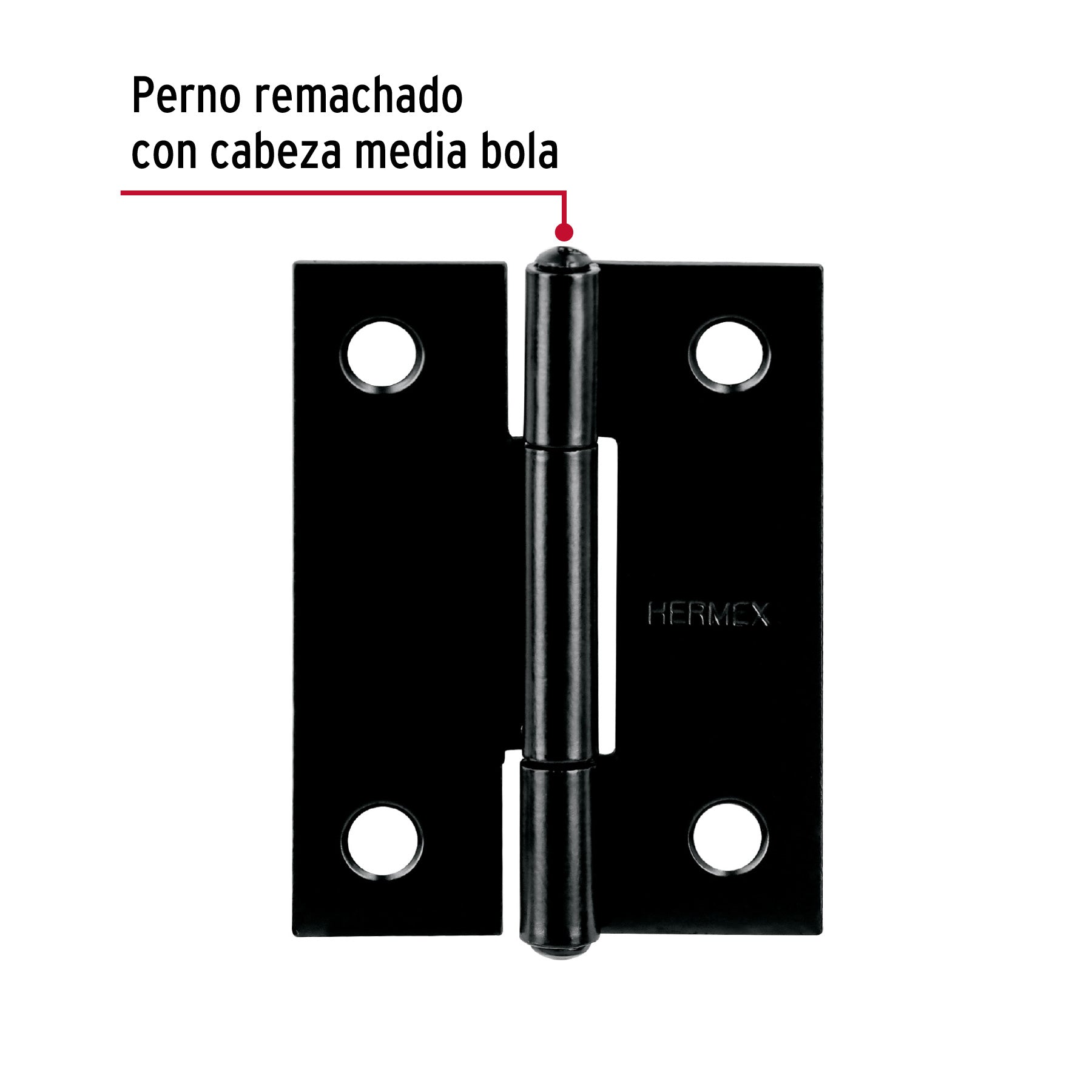 Bisagra rectangular 2" negra, HERMEX