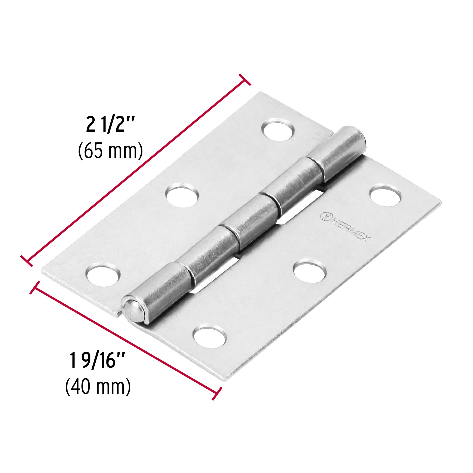 Bisagra rectangular 2-1/2" acero pulido, HERMEX