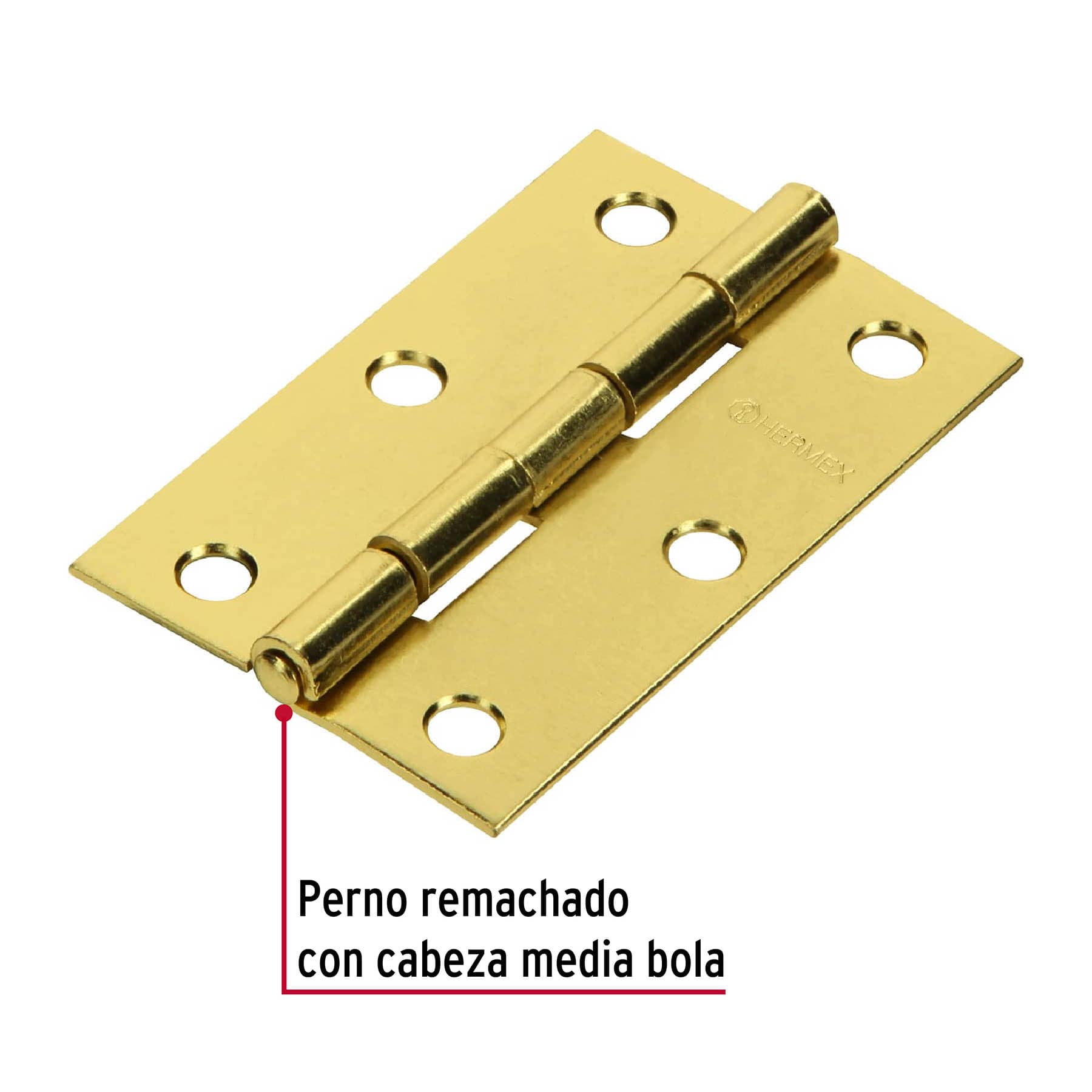 Bisagra rectangular 2-1/2" acero latonado, HERMEX