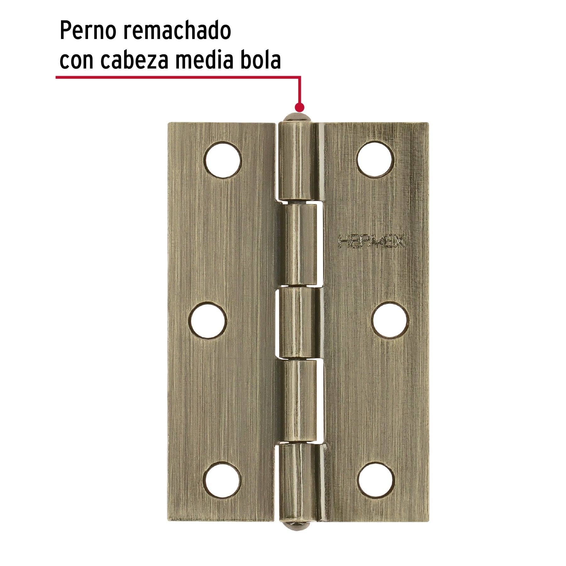 Bisagra rectangular 2-1/2" latón antiguo, HERMEX