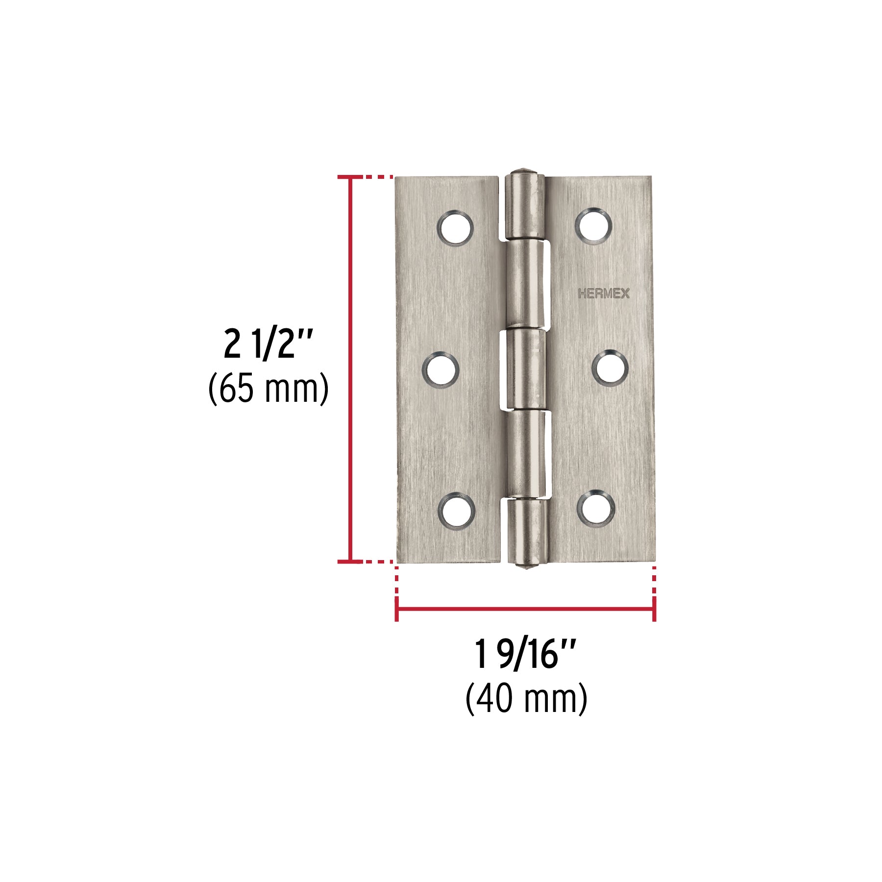 Bisagra rectangular 2-1/2" acero inoxidable, HERMEX