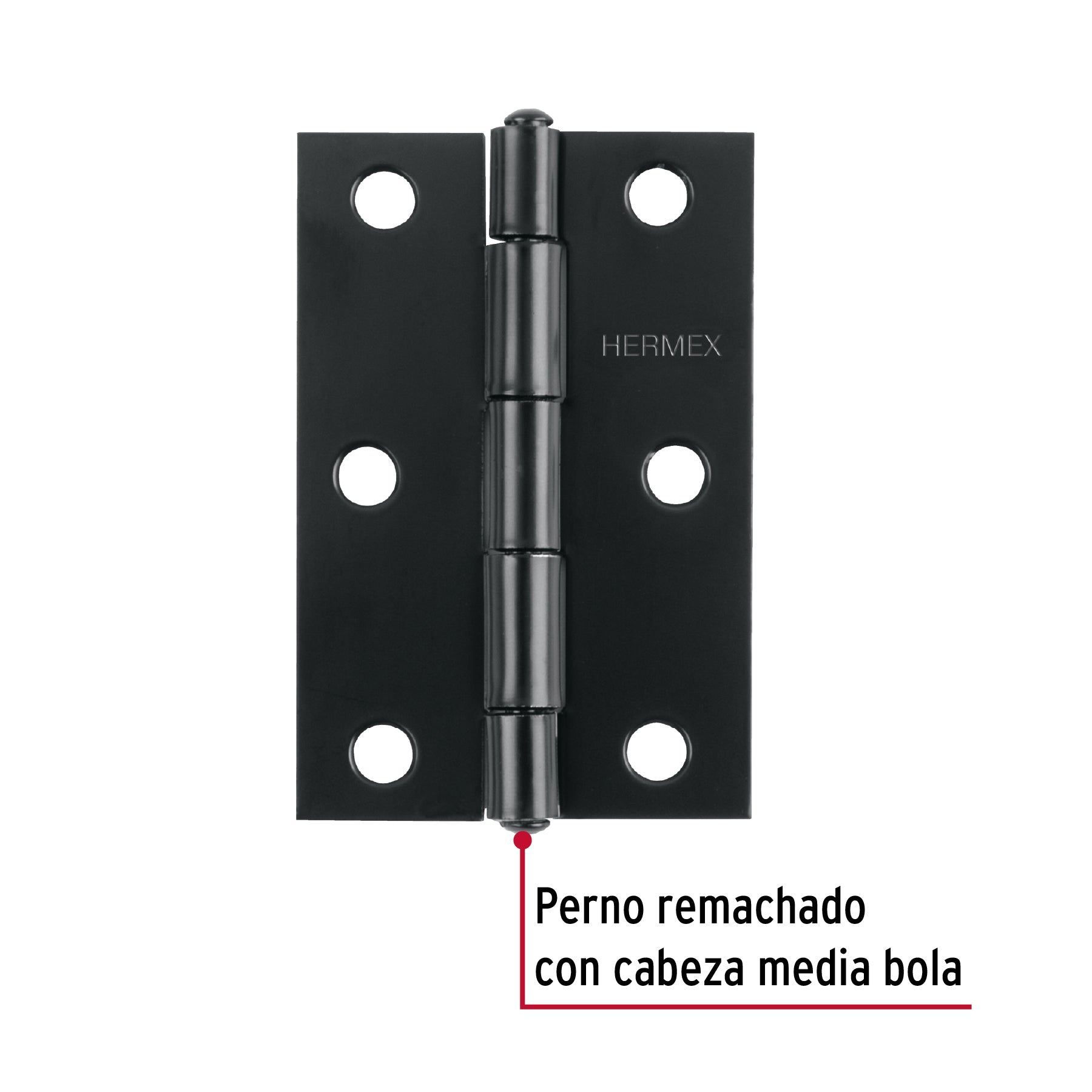 Bisagra rectangular 2-1/2" negra, HERMEX