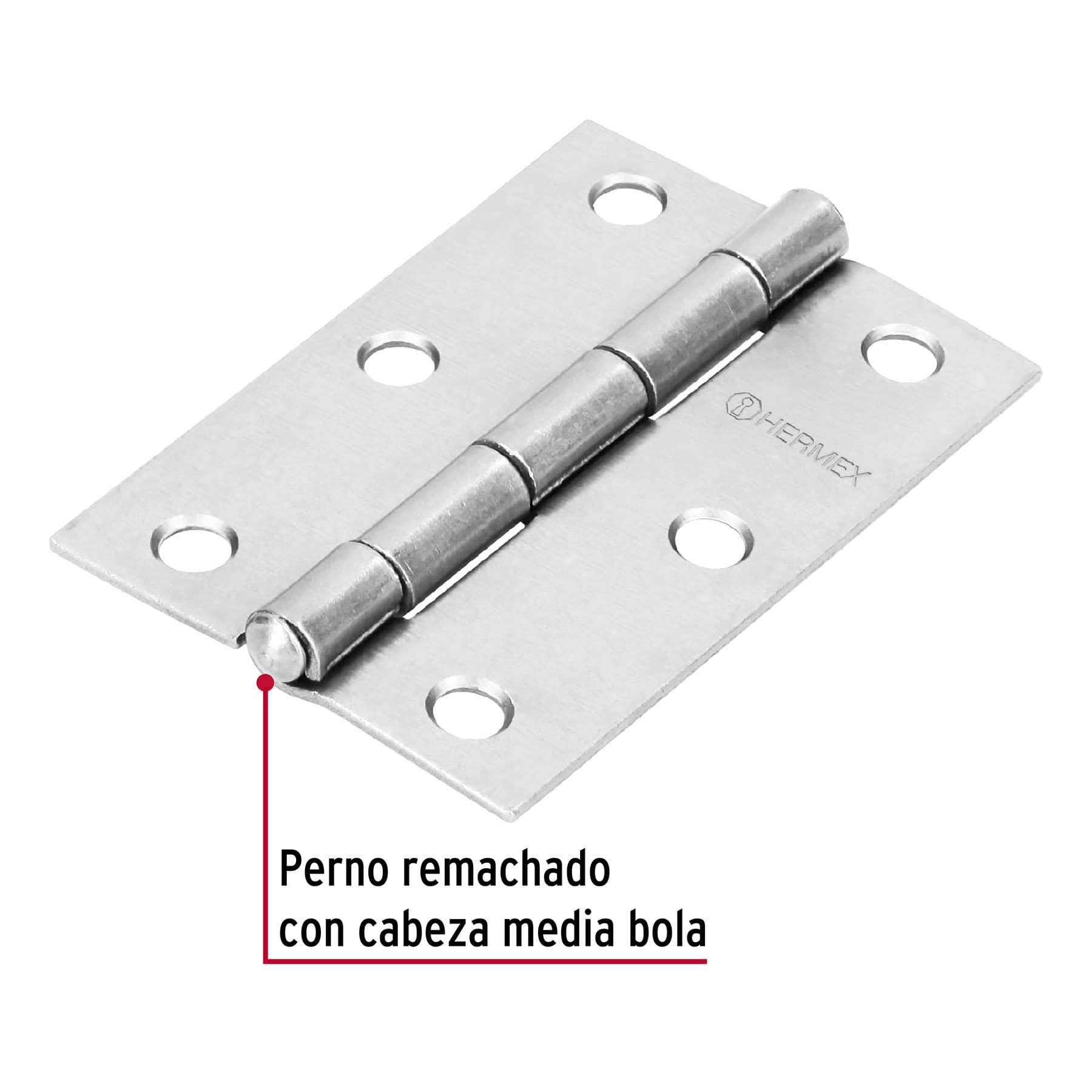 Bisagra rectangular 3" acero pulido, HERMEX
