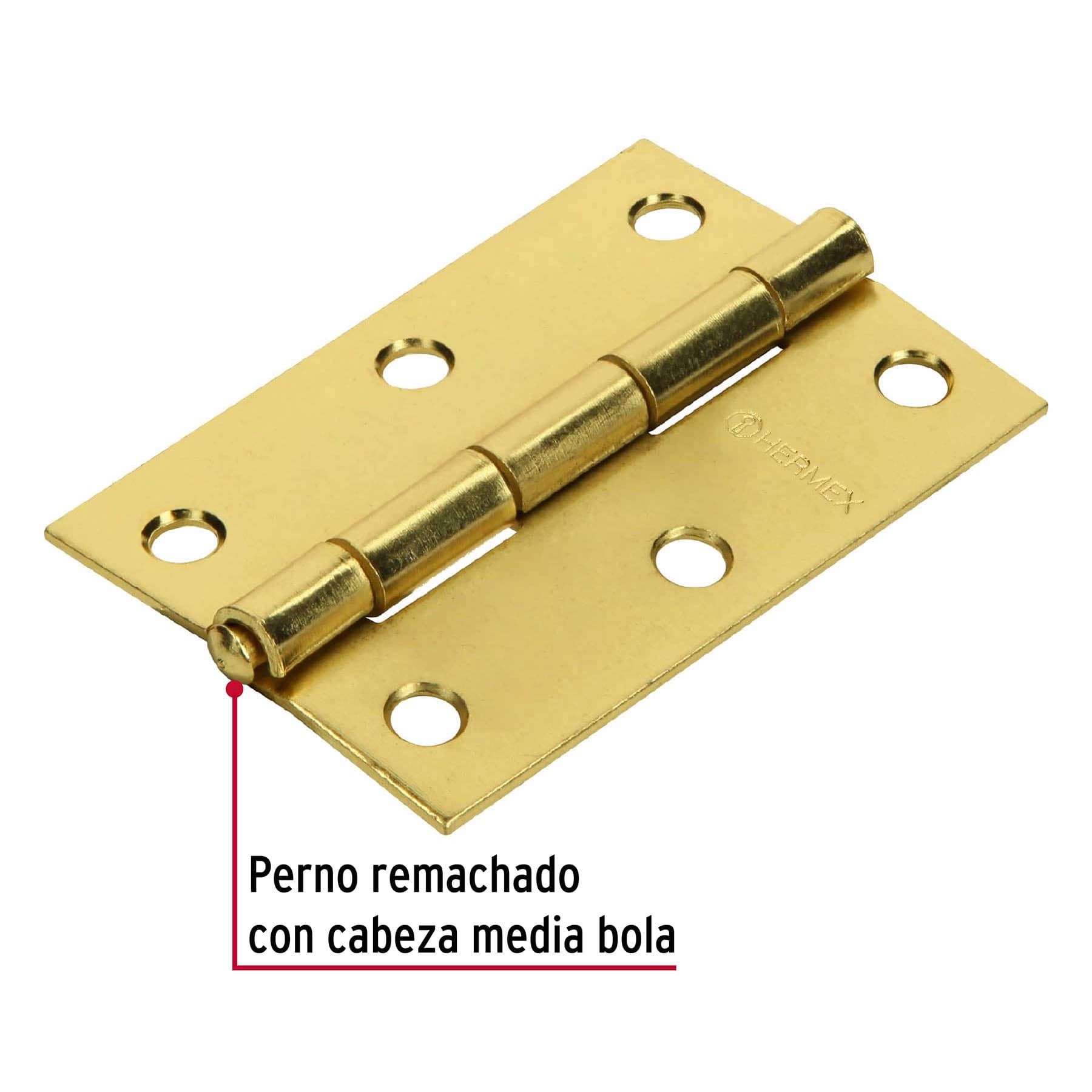 Bisagra rectangular 3" acero latonado, HERMEX