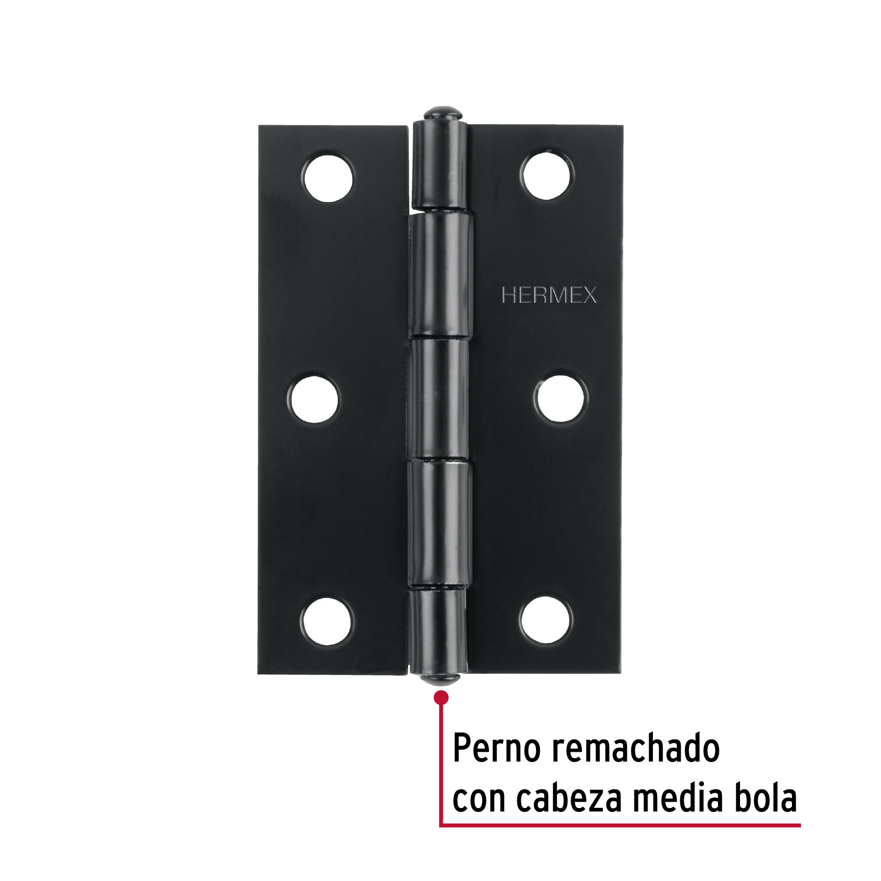 Bisagra rectangular 3" negra, HERMEX