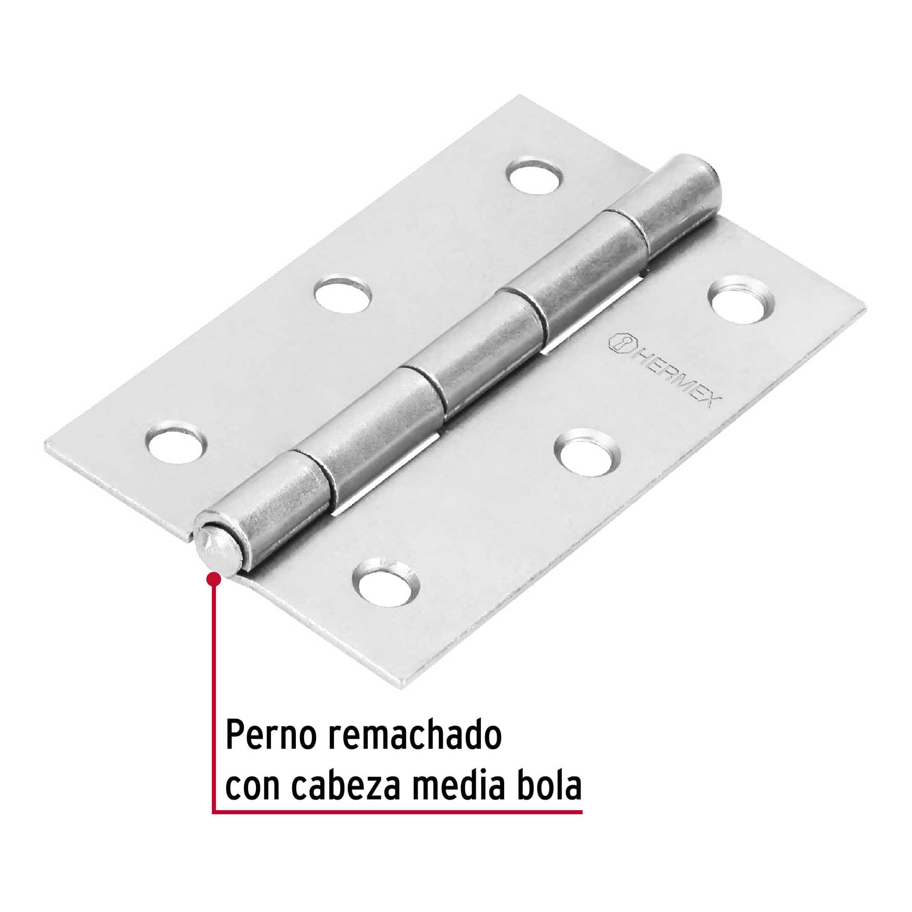 Bisagra rectangular 3-1/2" acero pulido, HERMEX