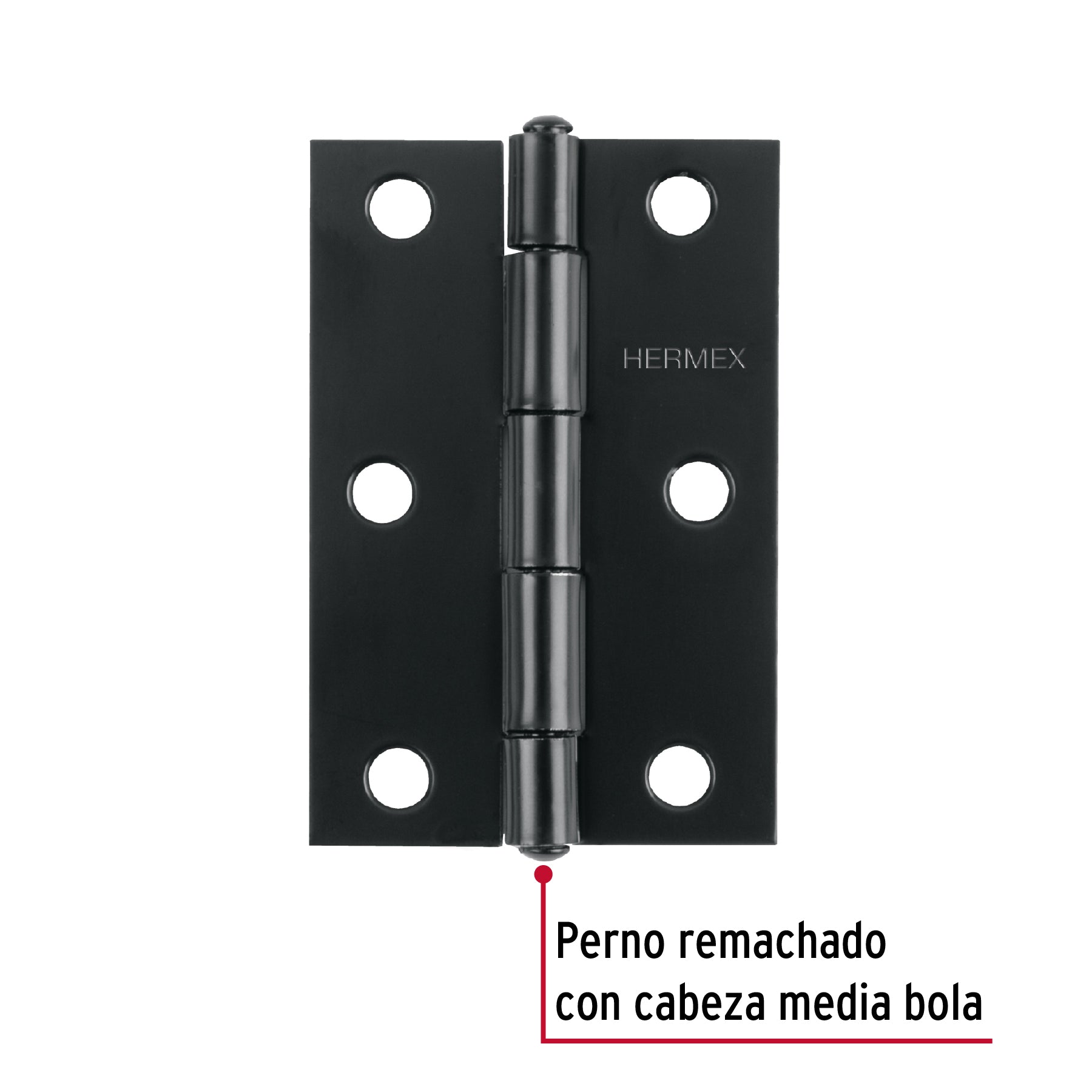 Bisagra rectangular 3-1/2" negra, HERMEX