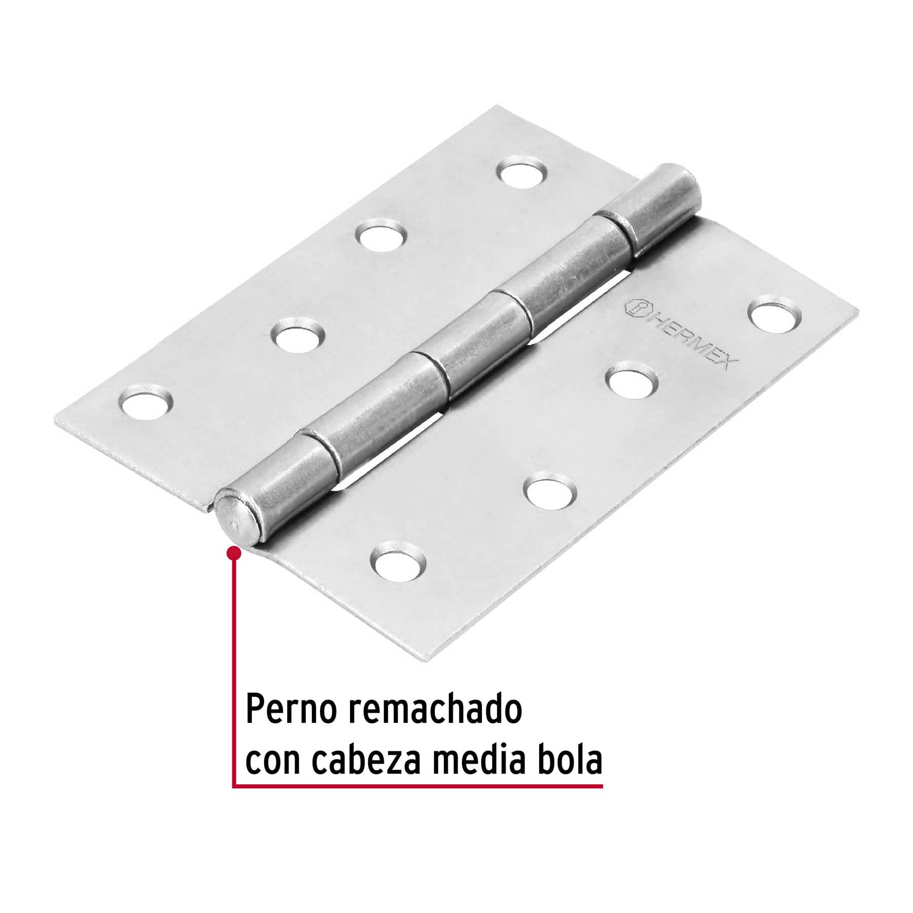 Bisagra rectangular 4" acero pulido, HERMEX