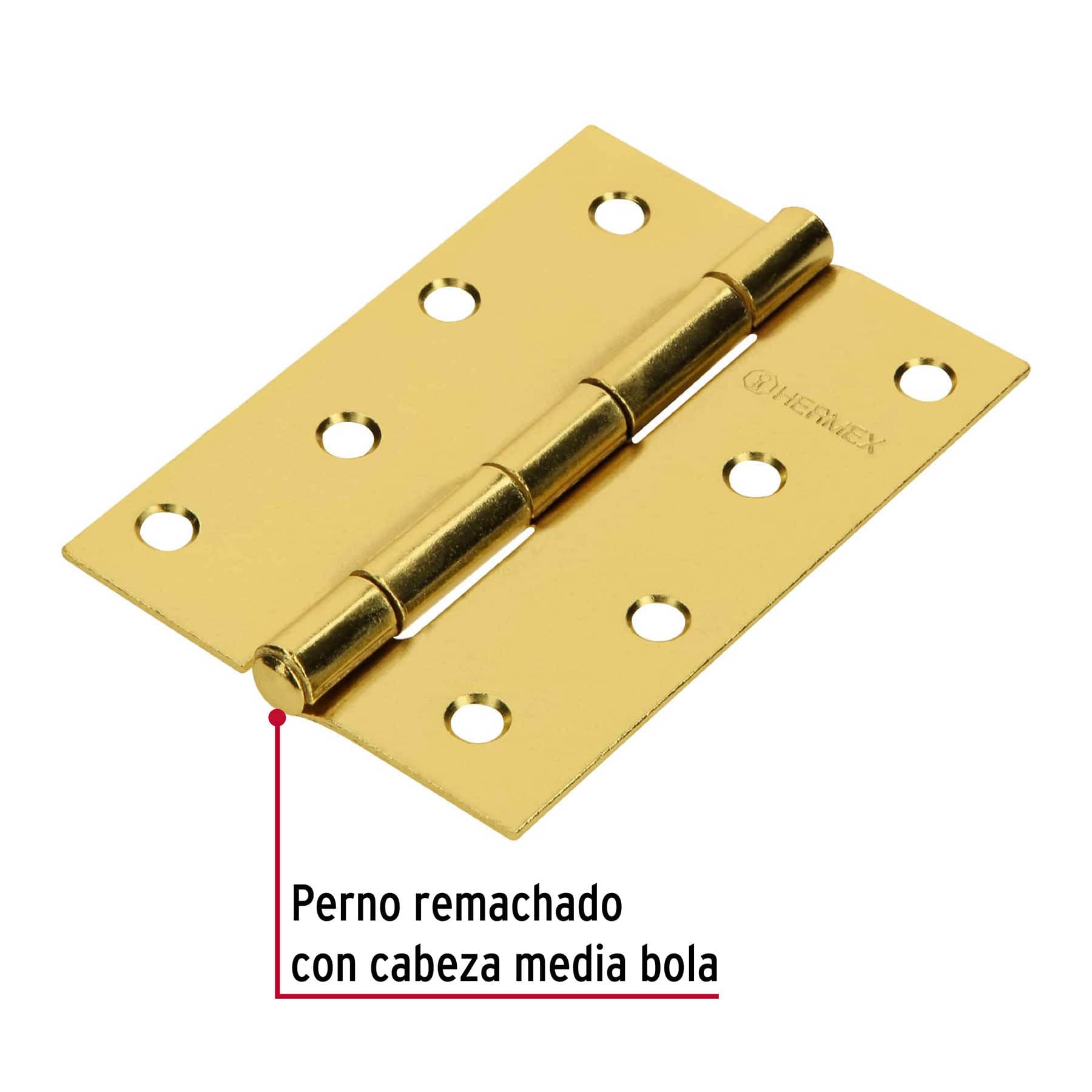 Bisagra rectangular 4" acero latonado, HERMEX