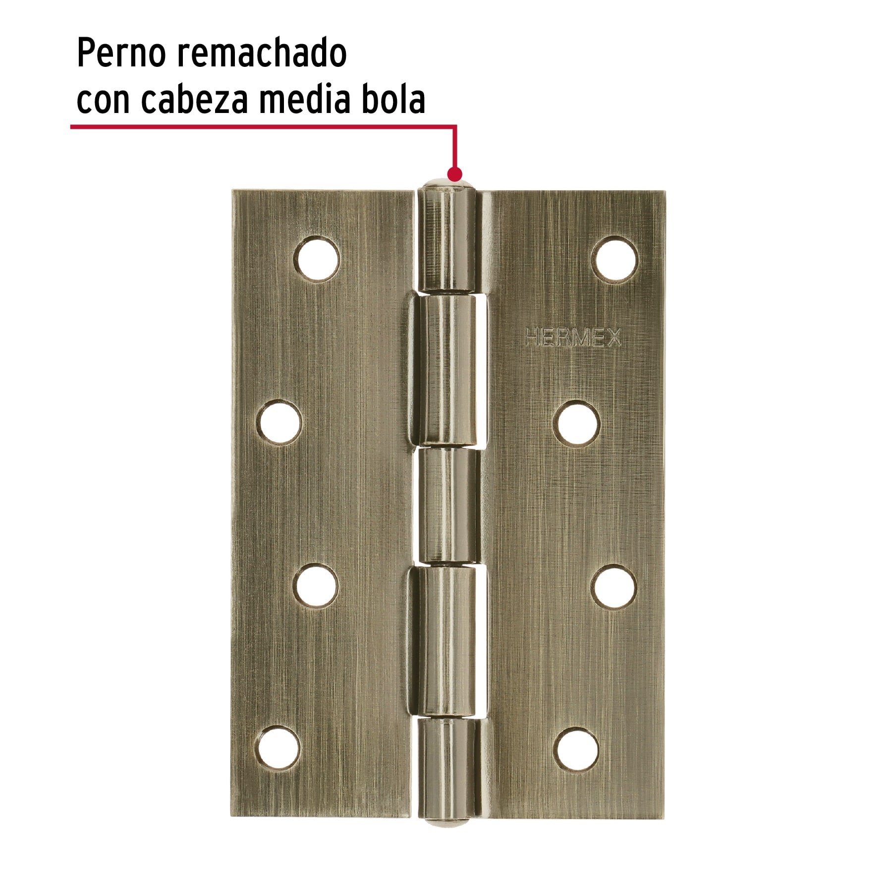 Bisagra rectangular 4" latón antiguo, HERMEX