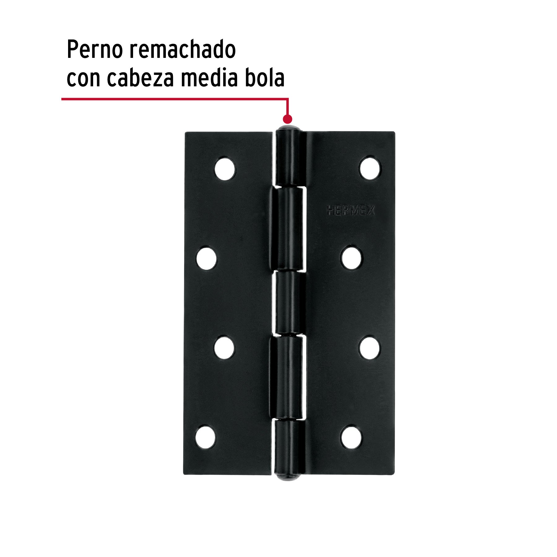 Bisagra rectangular 4" negra, HERMEX