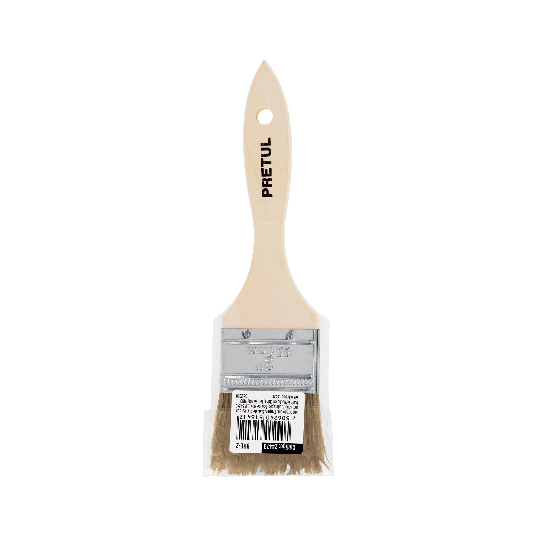 Brocha uso general de 2" con mango de madera, PRETUL