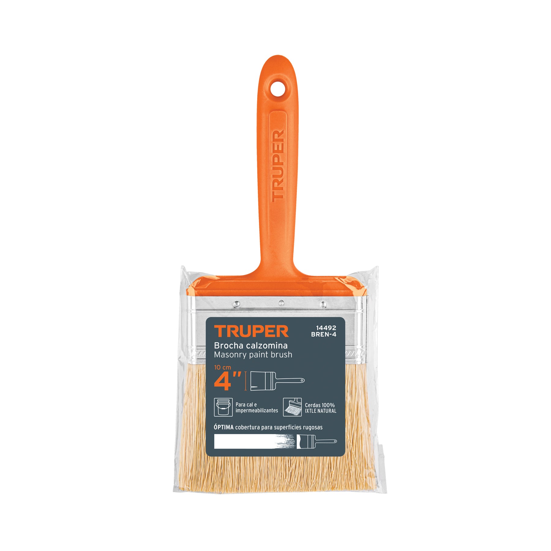 Brocha para encalar e impermeabilizar de 4", mango plástico