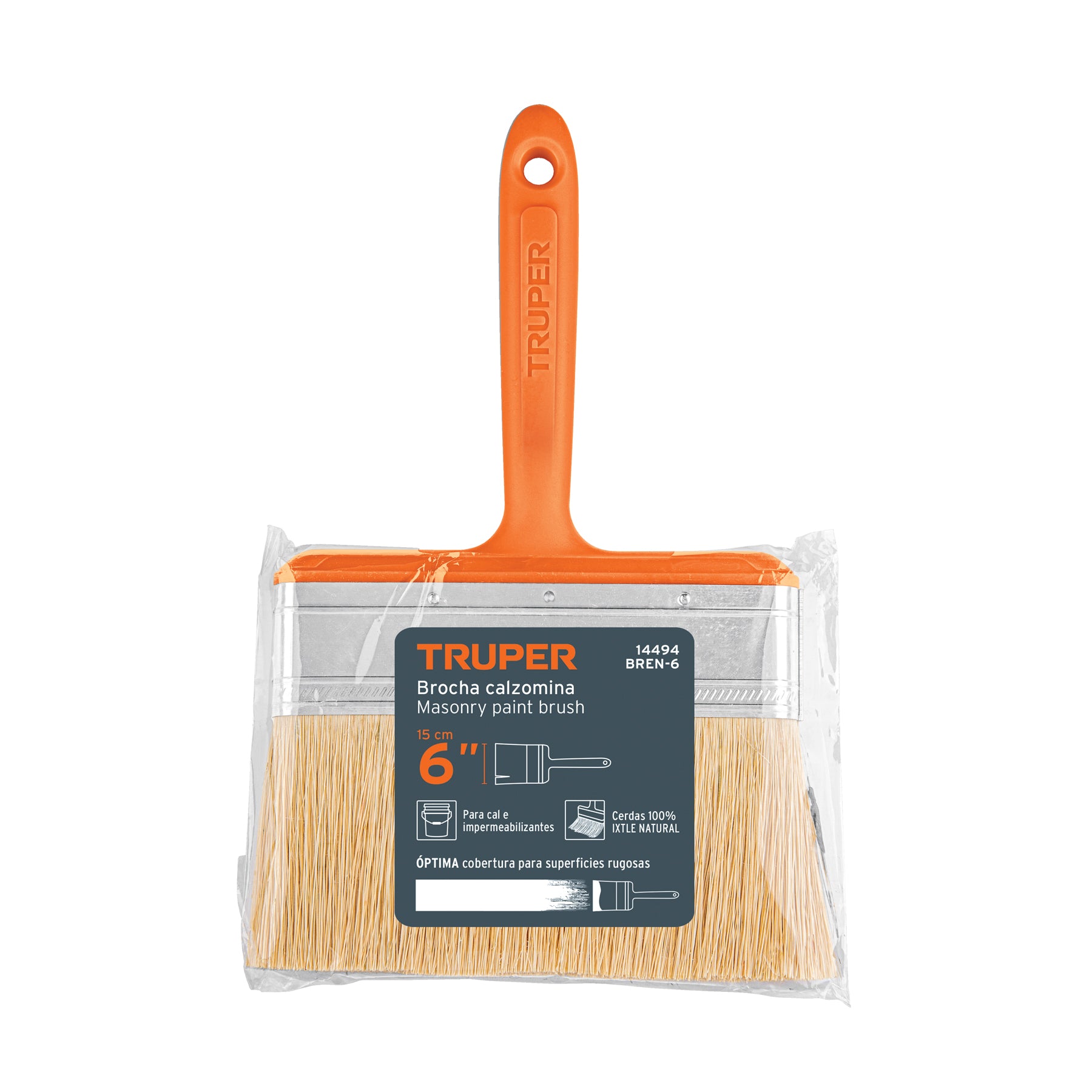 Brocha para encalar e impermeabilizar de 6", mango plástico