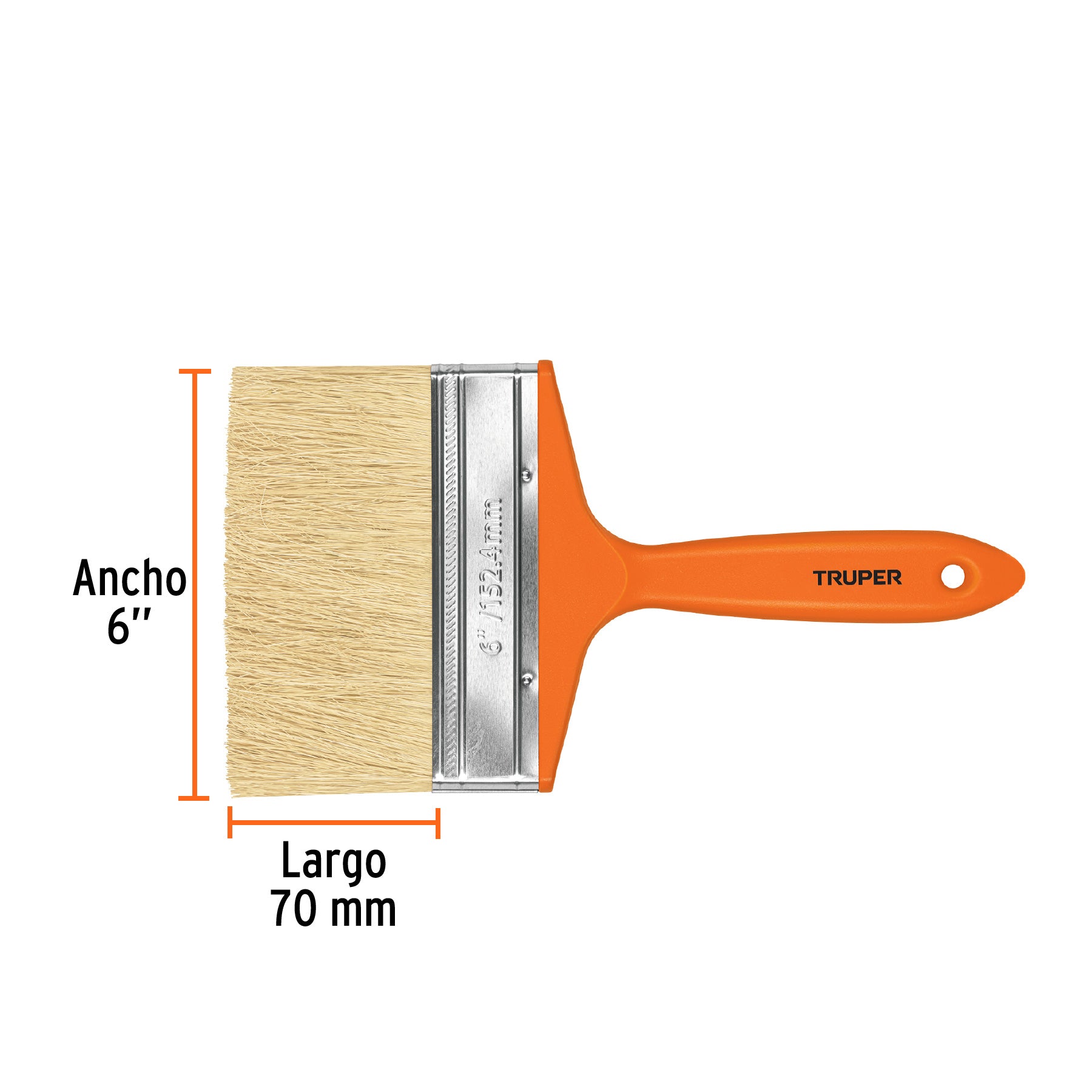Brocha para encalar e impermeabilizar de 6", mango plástico