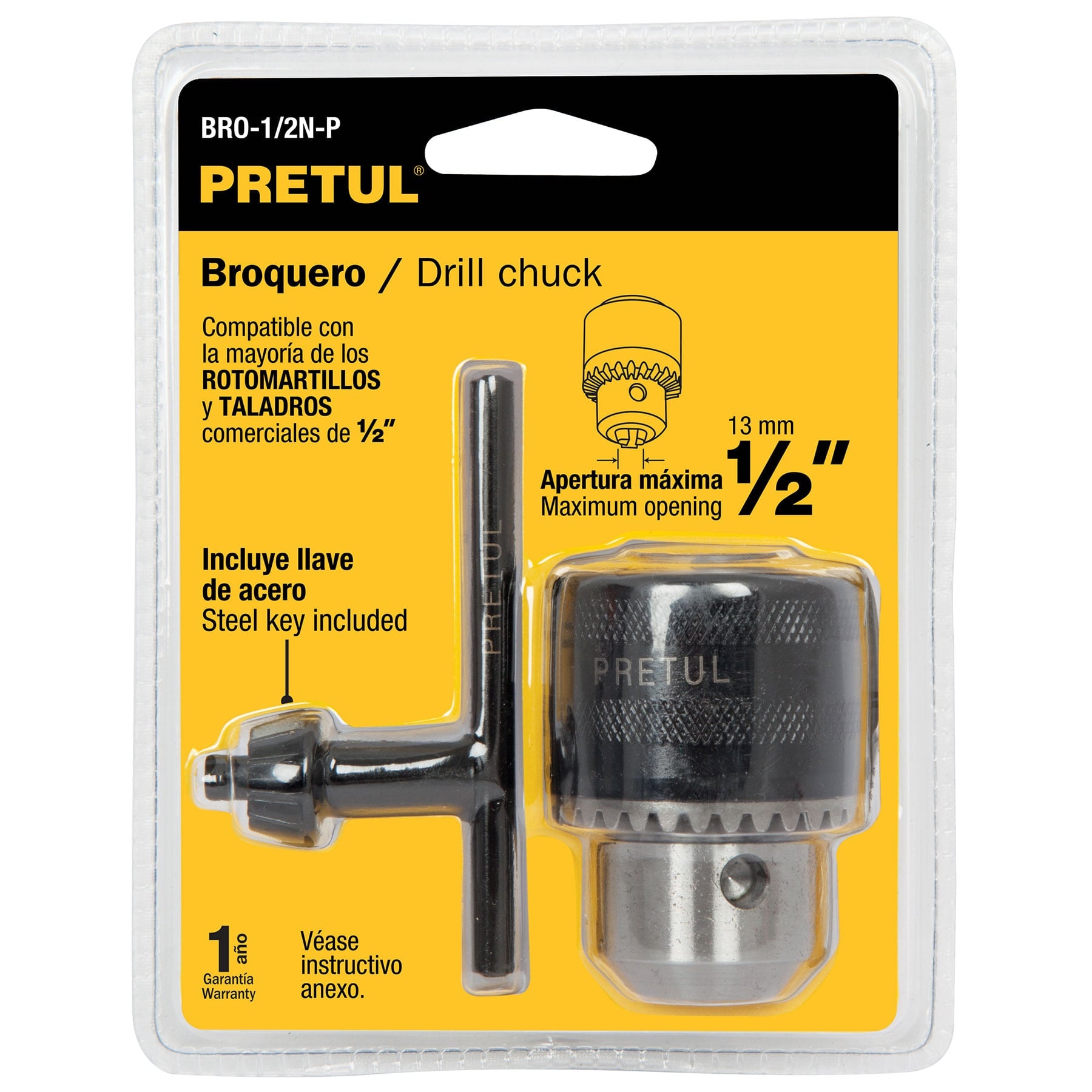 Broquero 1/2" con llave, PRETUL