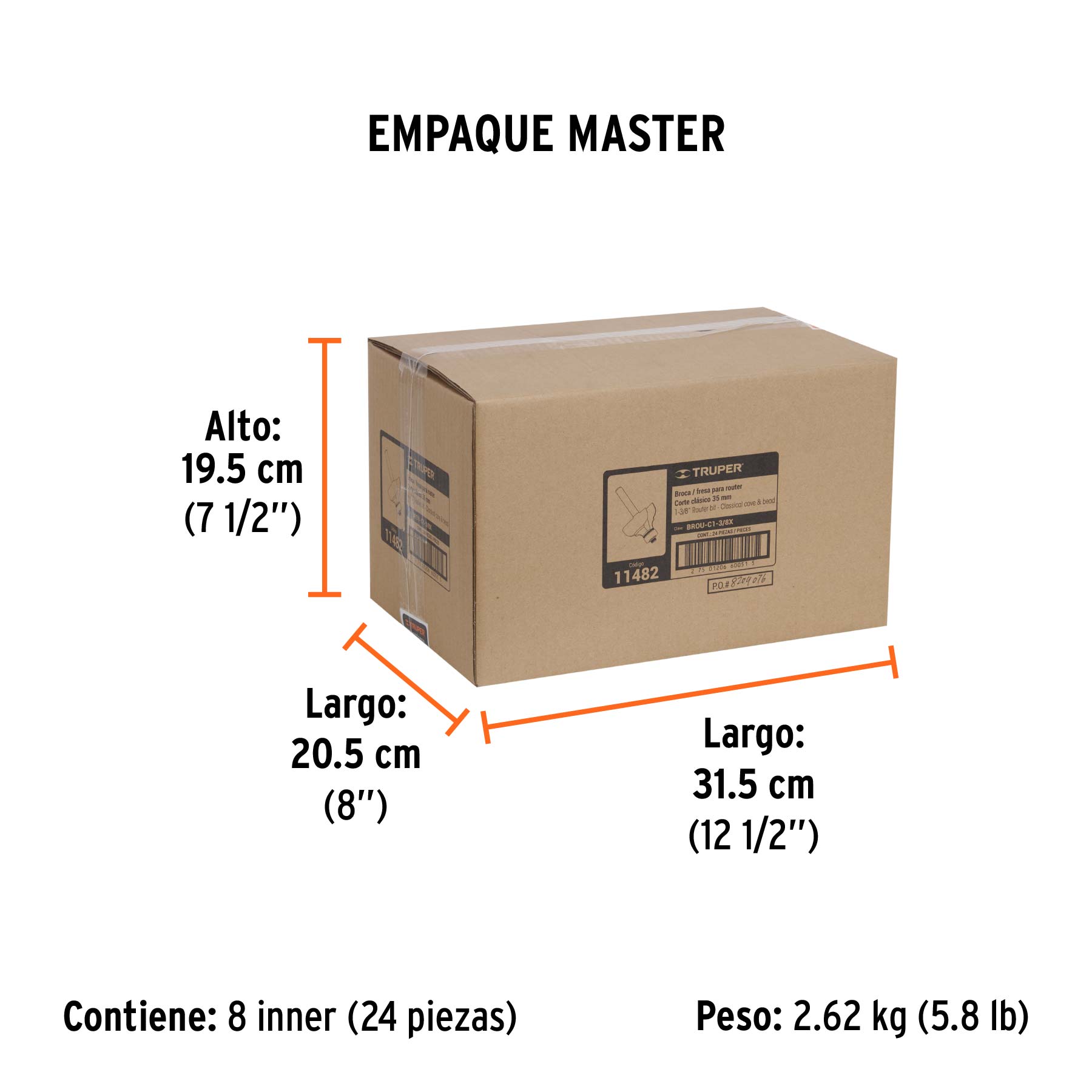 Broca para router, clásica, 1-3/8" con balero, TRUPER - Empaque